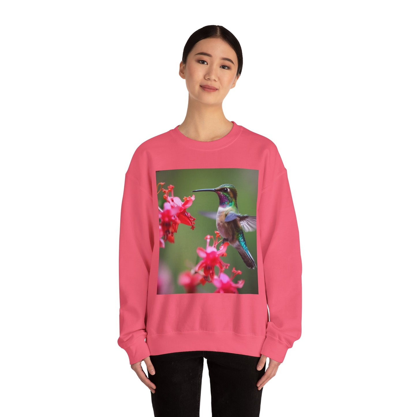 Fly free hummingbird & floral crewneck sweatshirt