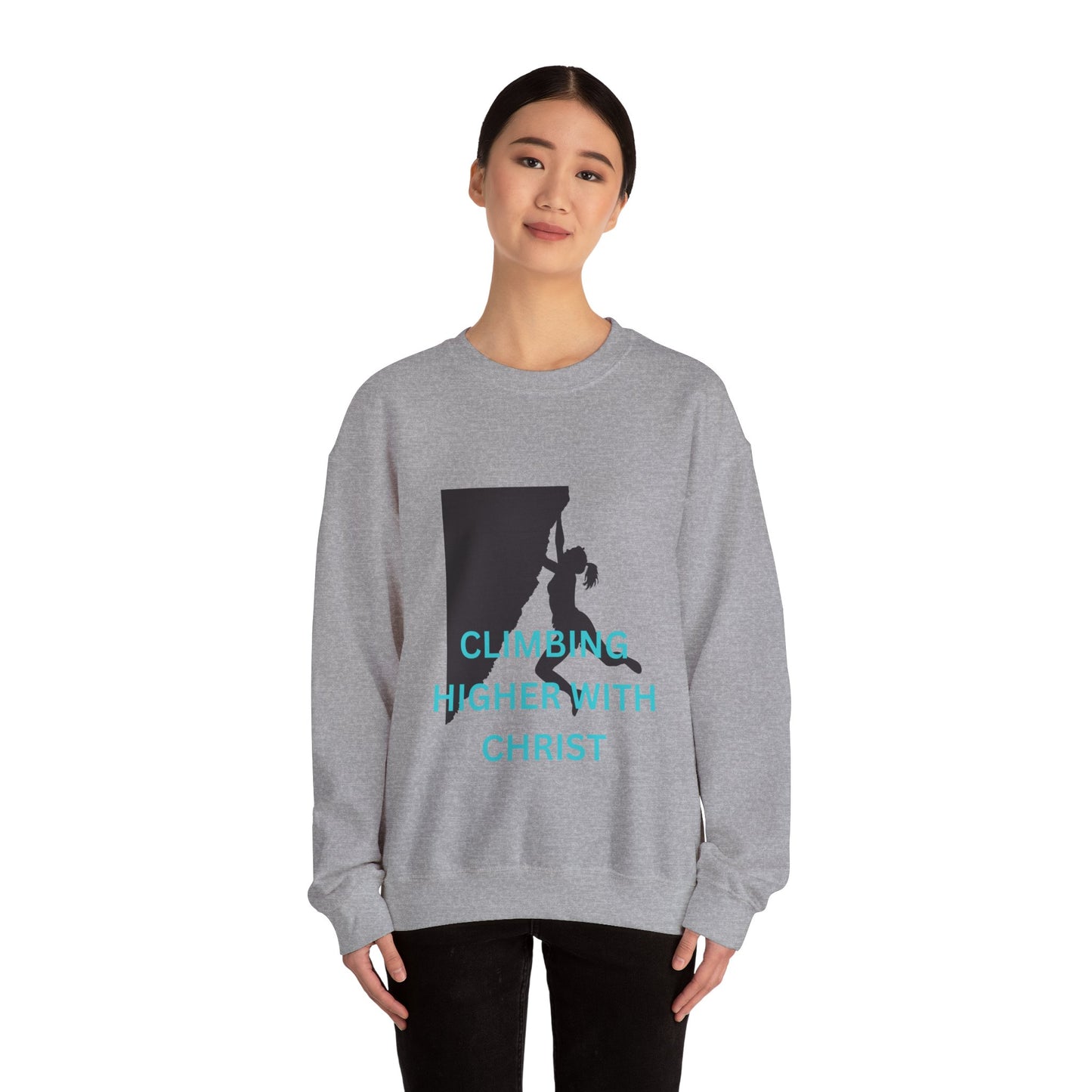 Crewneck Sweatshirt - Rock Climbing 'Climbing Higher with Christ'