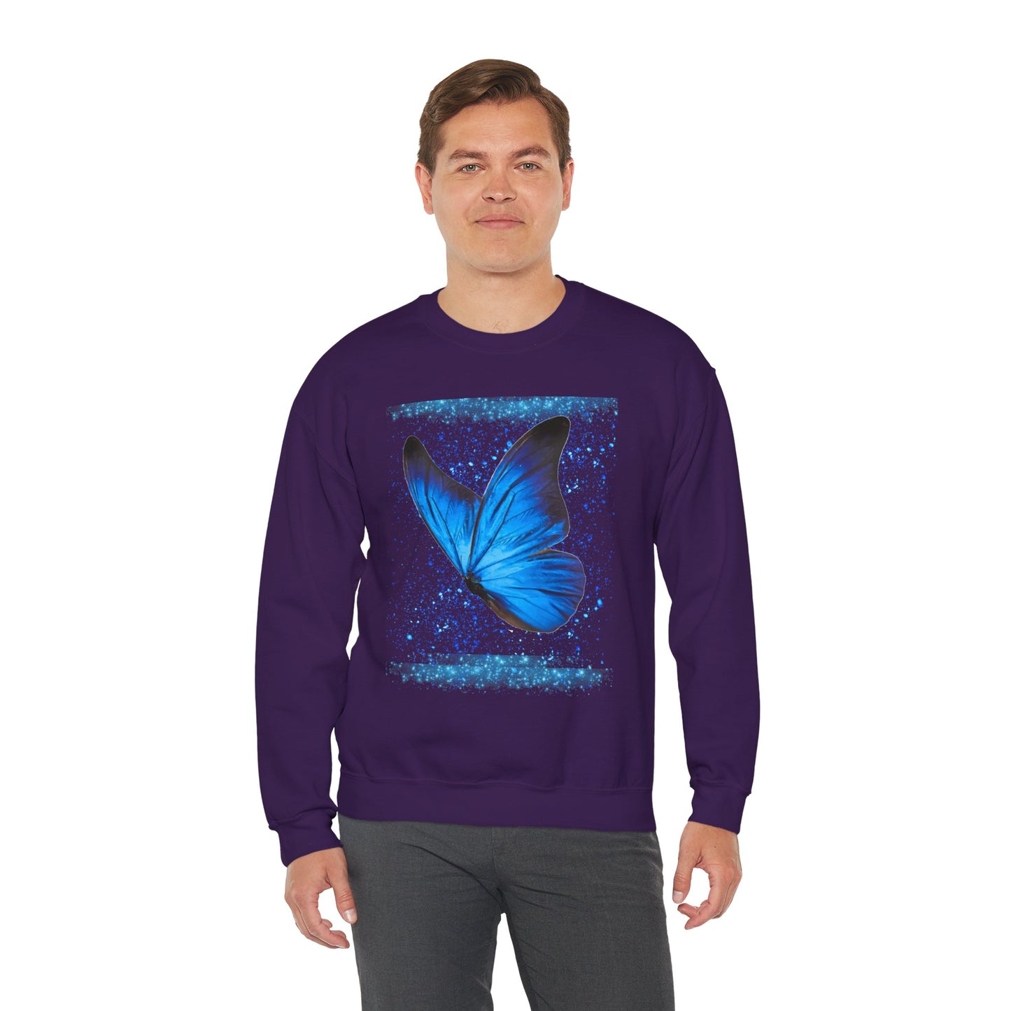 Sparkle Blue Butterfly Unisex Sweatshirt - Heavy Blend Crewneck