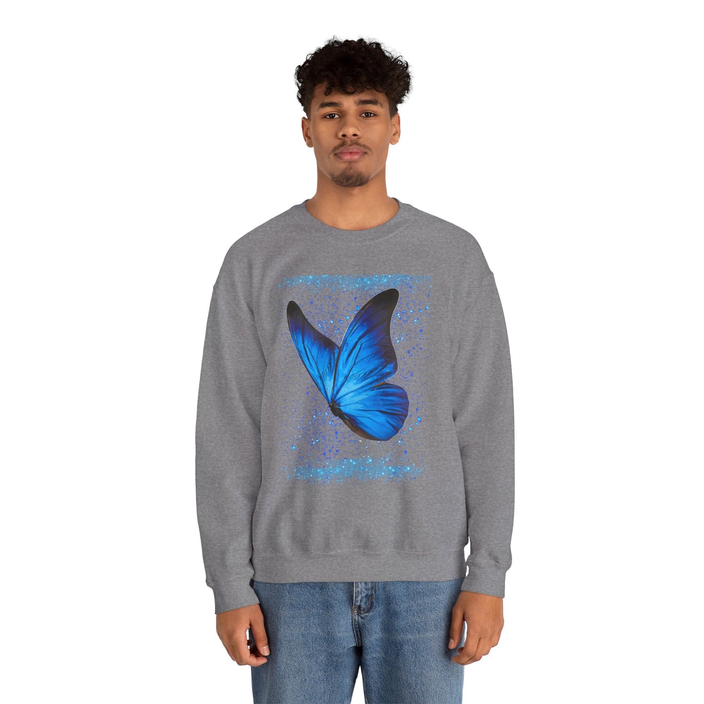 Sparkle Blue Butterfly Unisex Sweatshirt - Heavy Blend Crewneck
