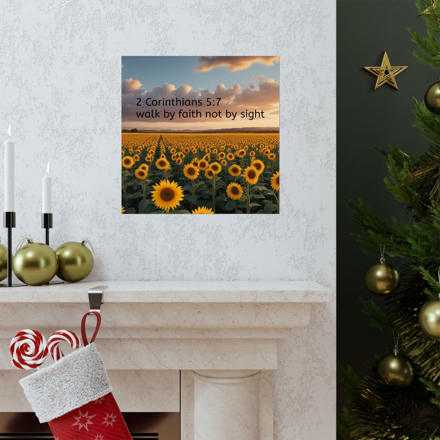 Inspiring Faith Wall Art, Sunflower Poster, Inspirational Home Decor, Christian Gift, Motivational Print