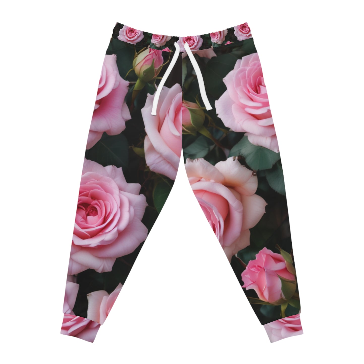Floral Fusion rose-patterned athletic joggers