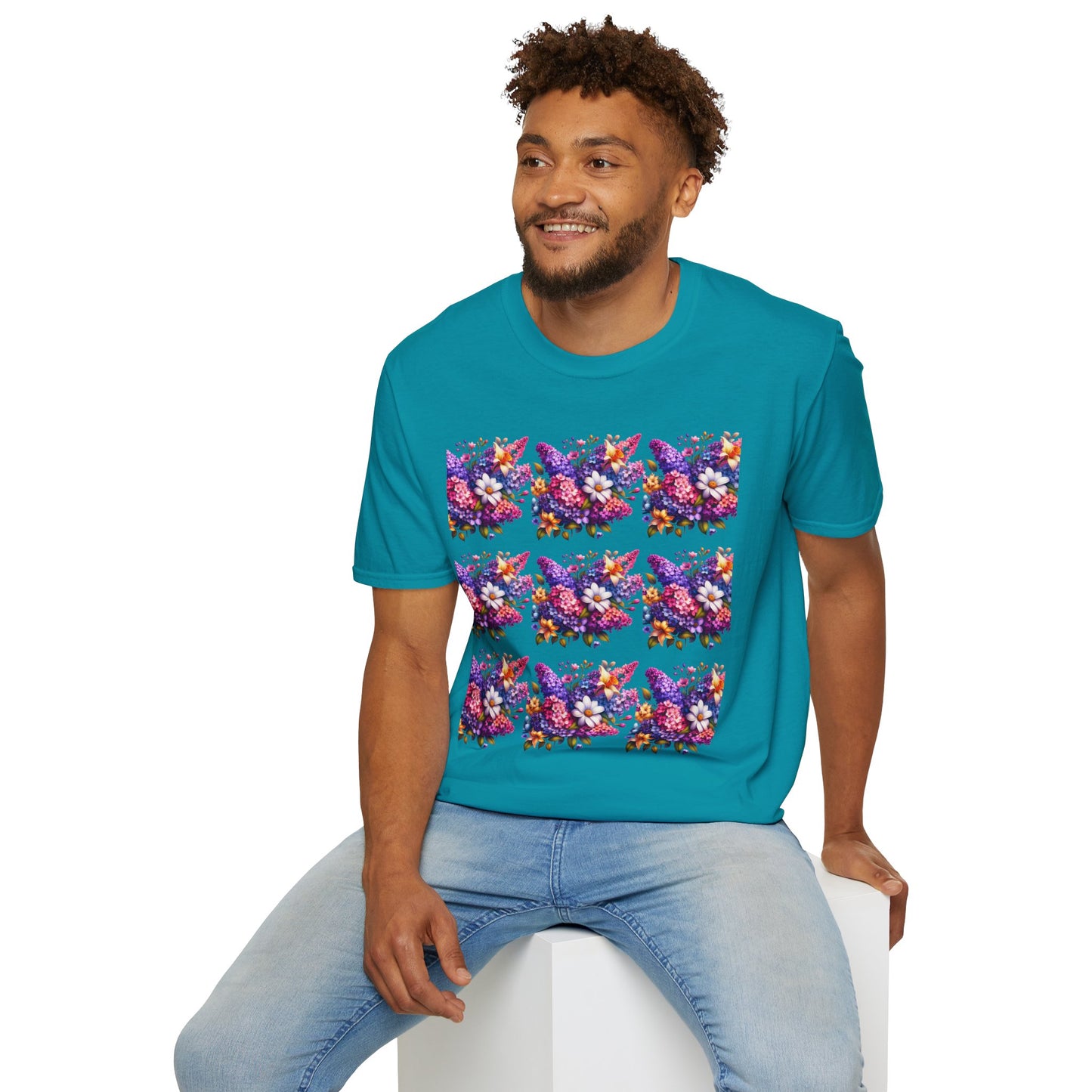 Floral Pattern Unisex Softstyle T-Shirt - Vibrant Spring Design