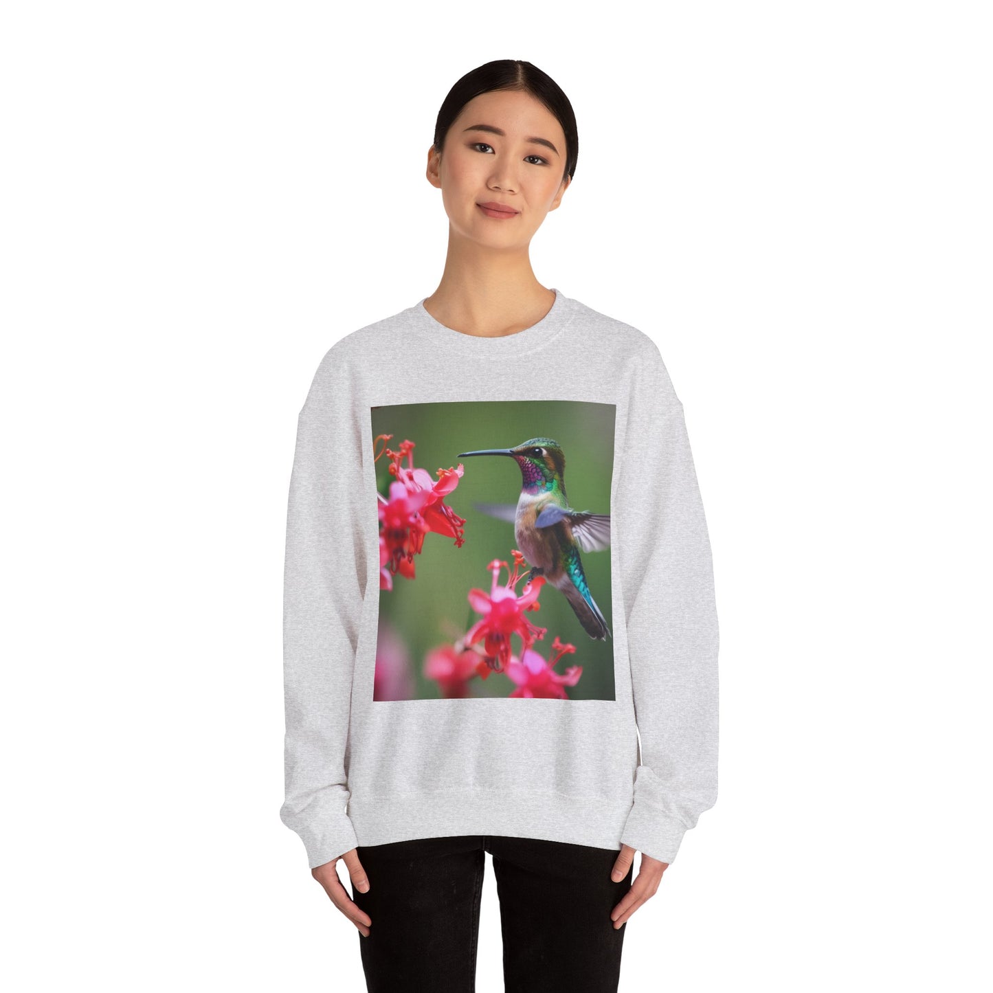 Fly free hummingbird & floral crewneck sweatshirt