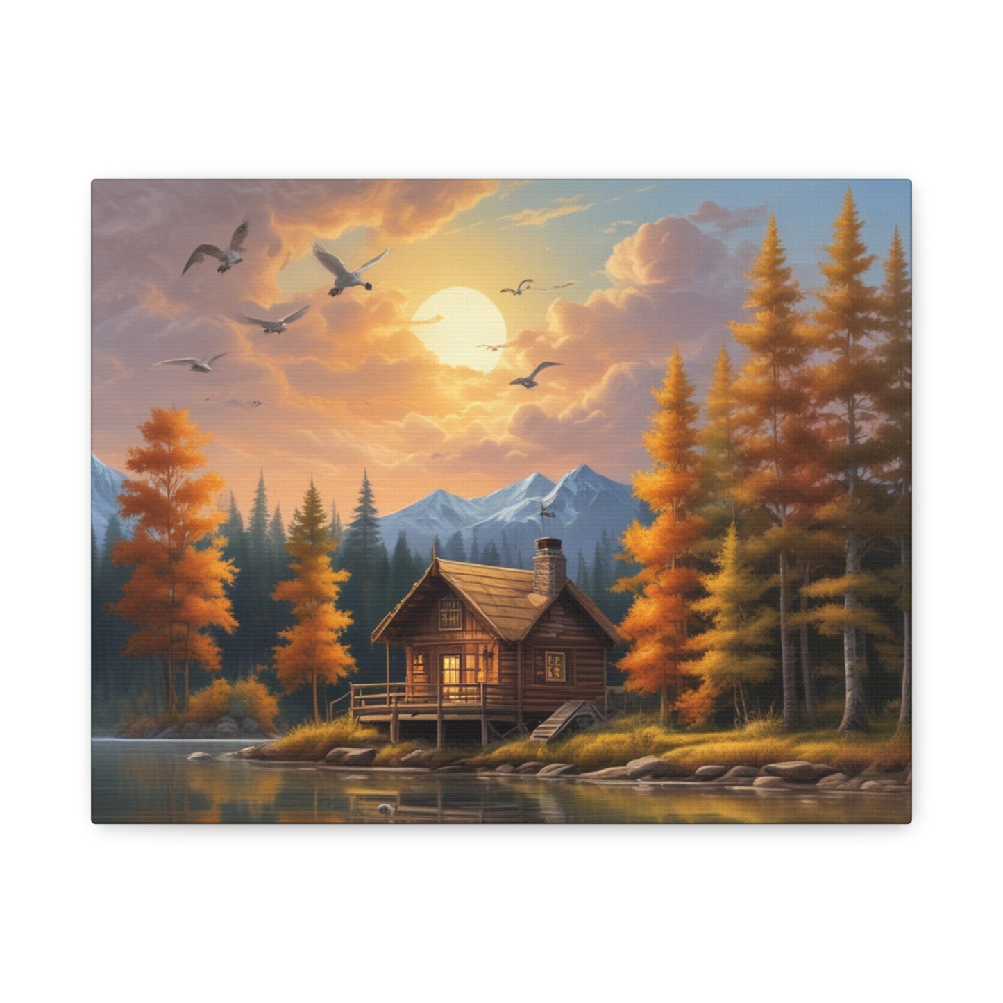 Canvas Wall Art Cabin by the Lake