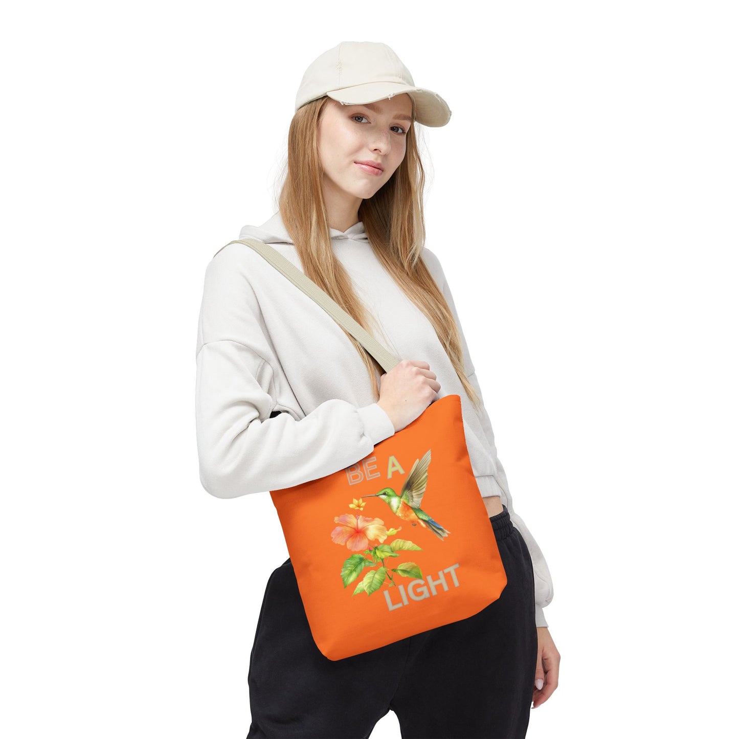 Floral Hummingbird Tote Bag - Be a Light, Eco-Friendly Shopping Bag, Summer Accessory, Gift for Nature Lovers, Inspirational Quote