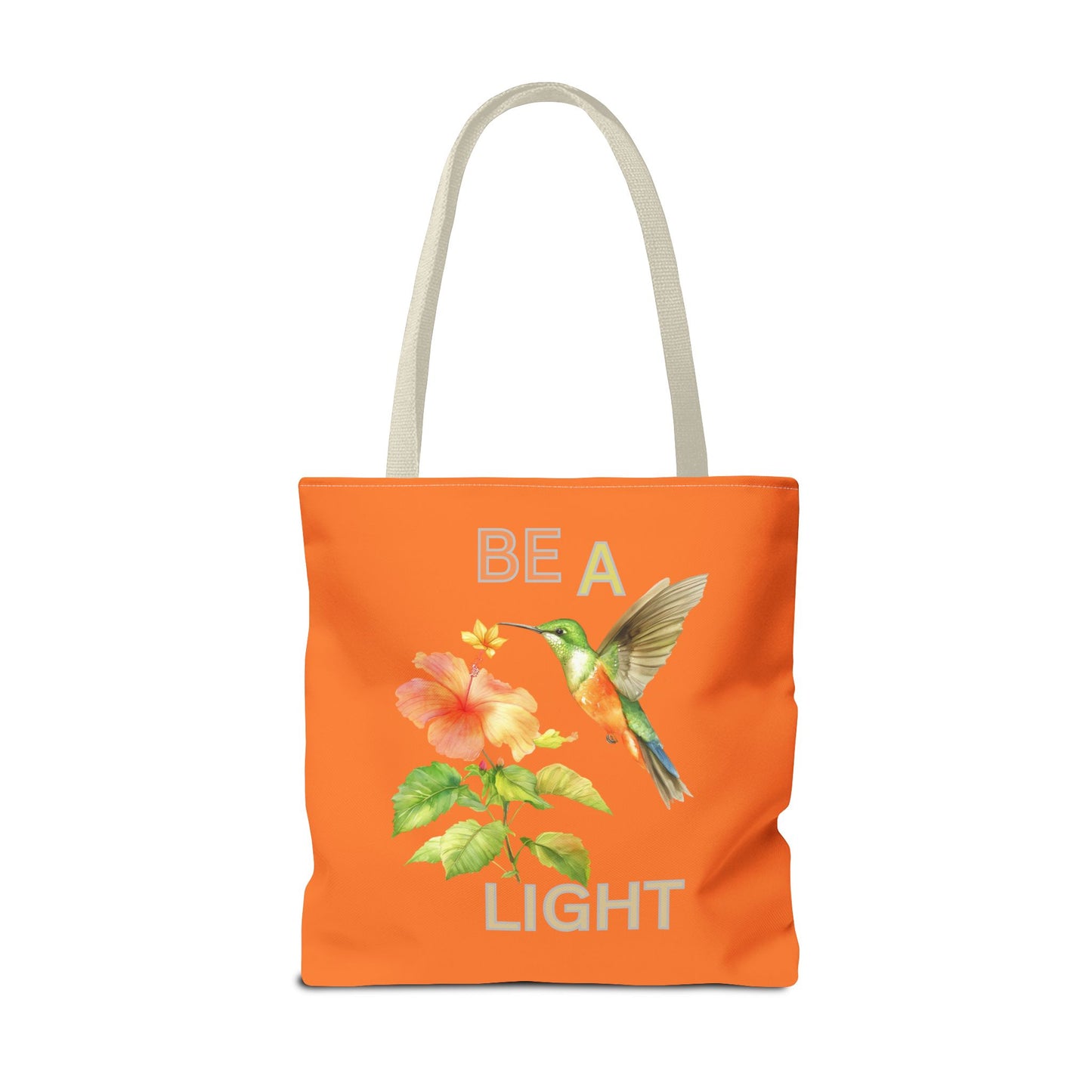Floral Hummingbird Tote Bag - Be a Light, Eco-Friendly Shopping Bag, Summer Accessory, Gift for Nature Lovers, Inspirational Quote