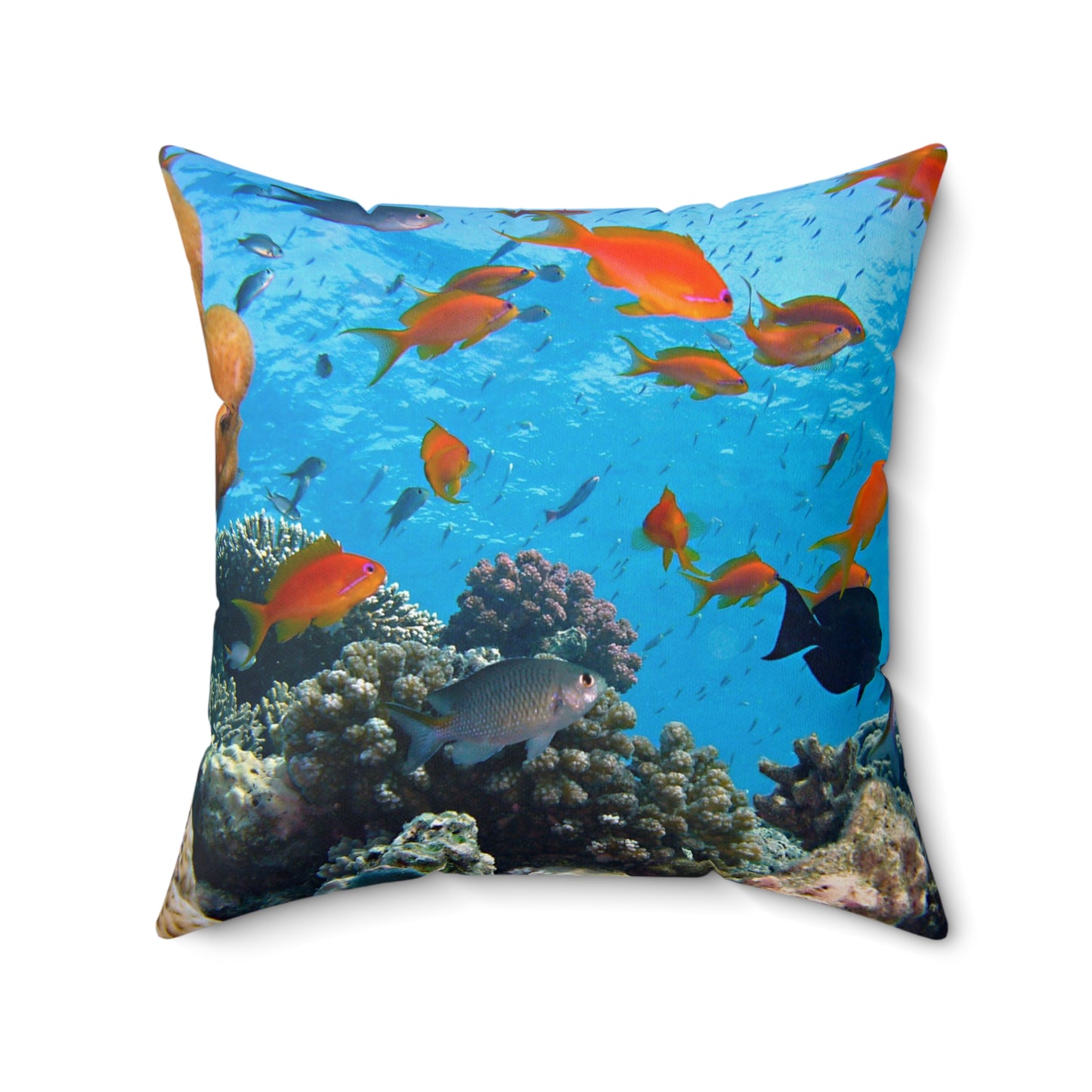 Vibrant Coral Reef Square Pillow - Ocean Decor for Beach Lovers