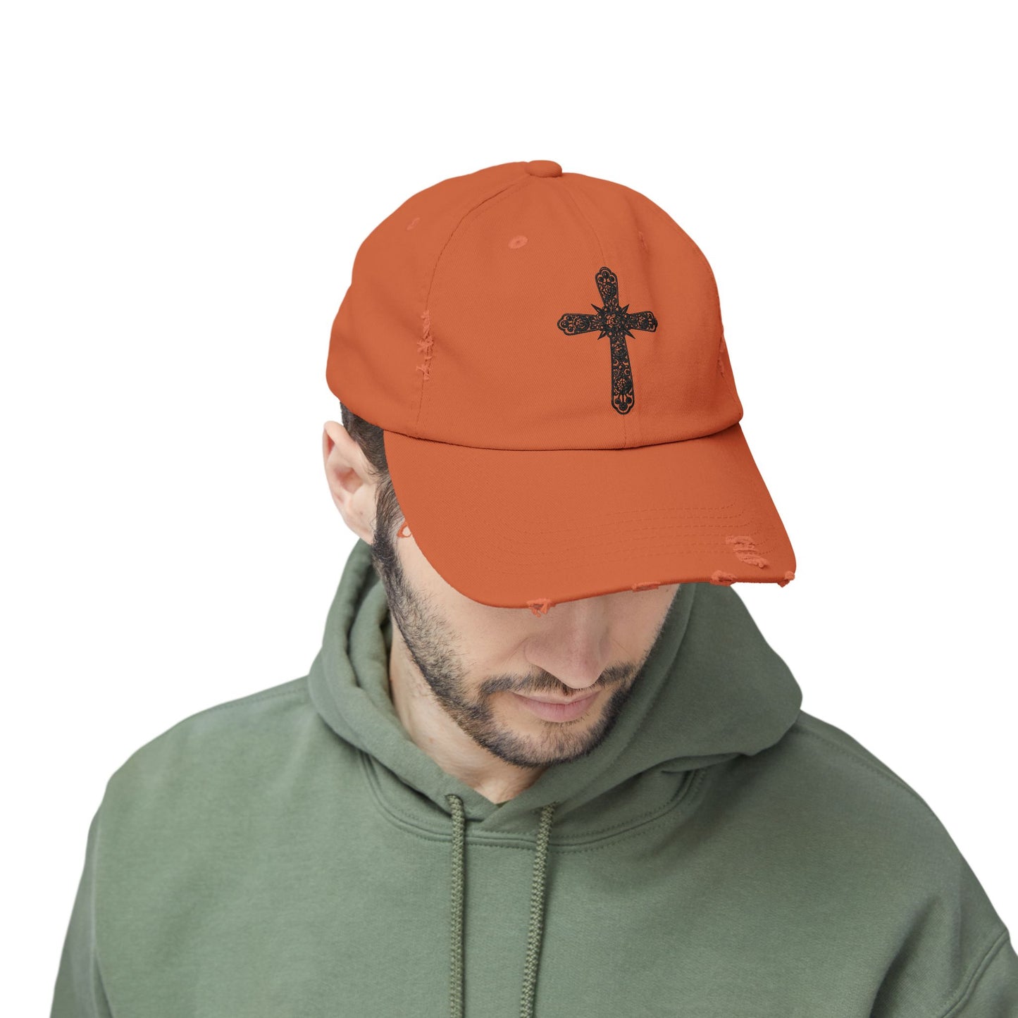 Unisex Distressed Cross Cap - Faith-Inspired Fashion Accessory