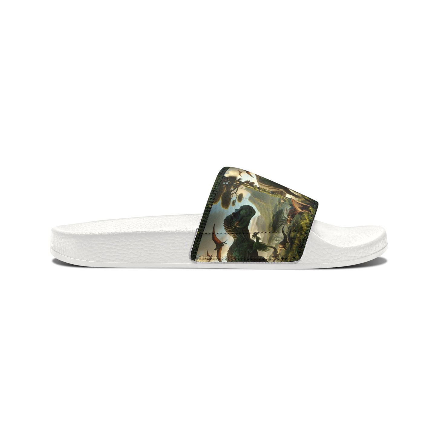 Youth Dinosaur Print Sandals - Removable Strap Slip-Ons for Summer Fun
