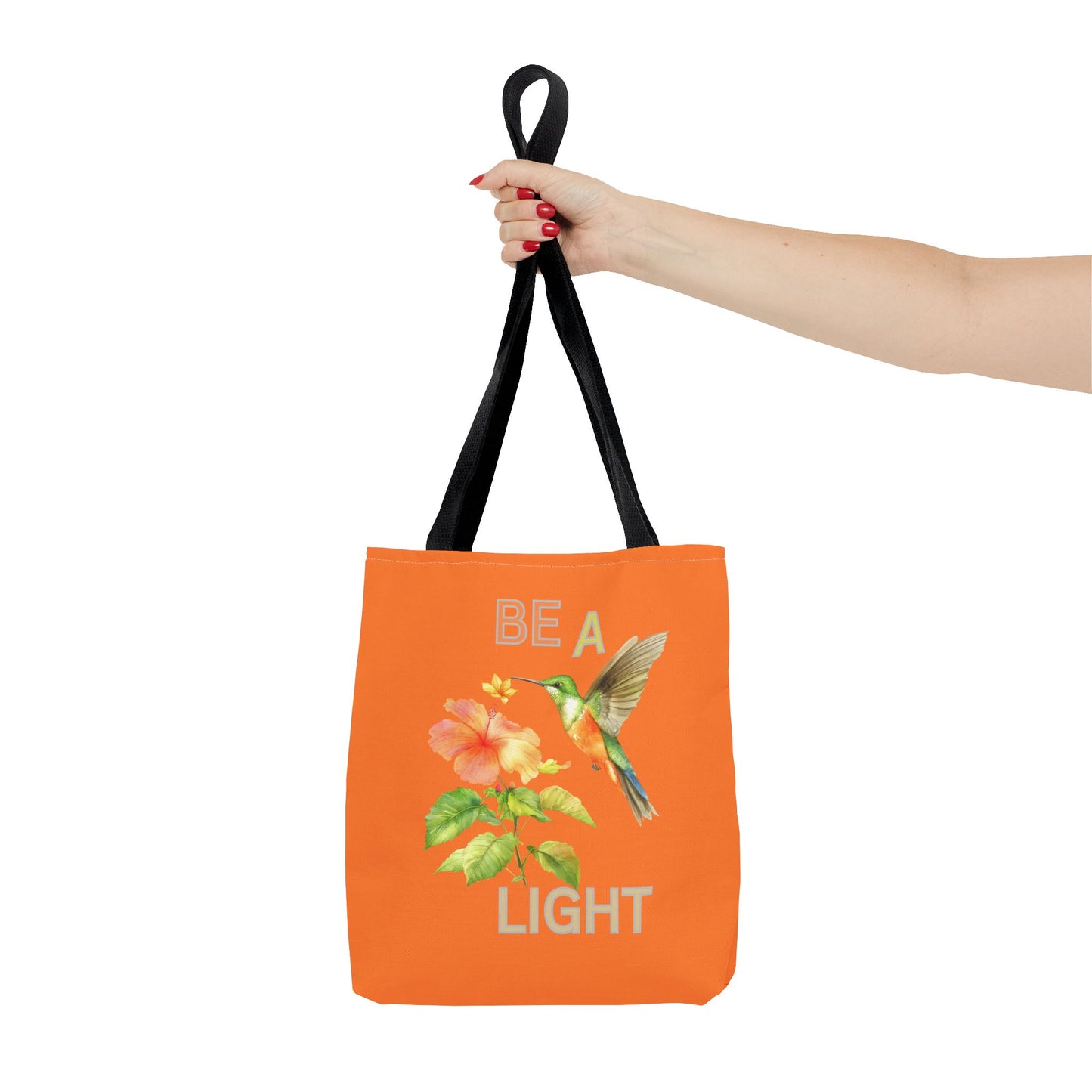 Floral Hummingbird Tote Bag - Be a Light, Eco-Friendly Shopping Bag, Summer Accessory, Gift for Nature Lovers, Inspirational Quote