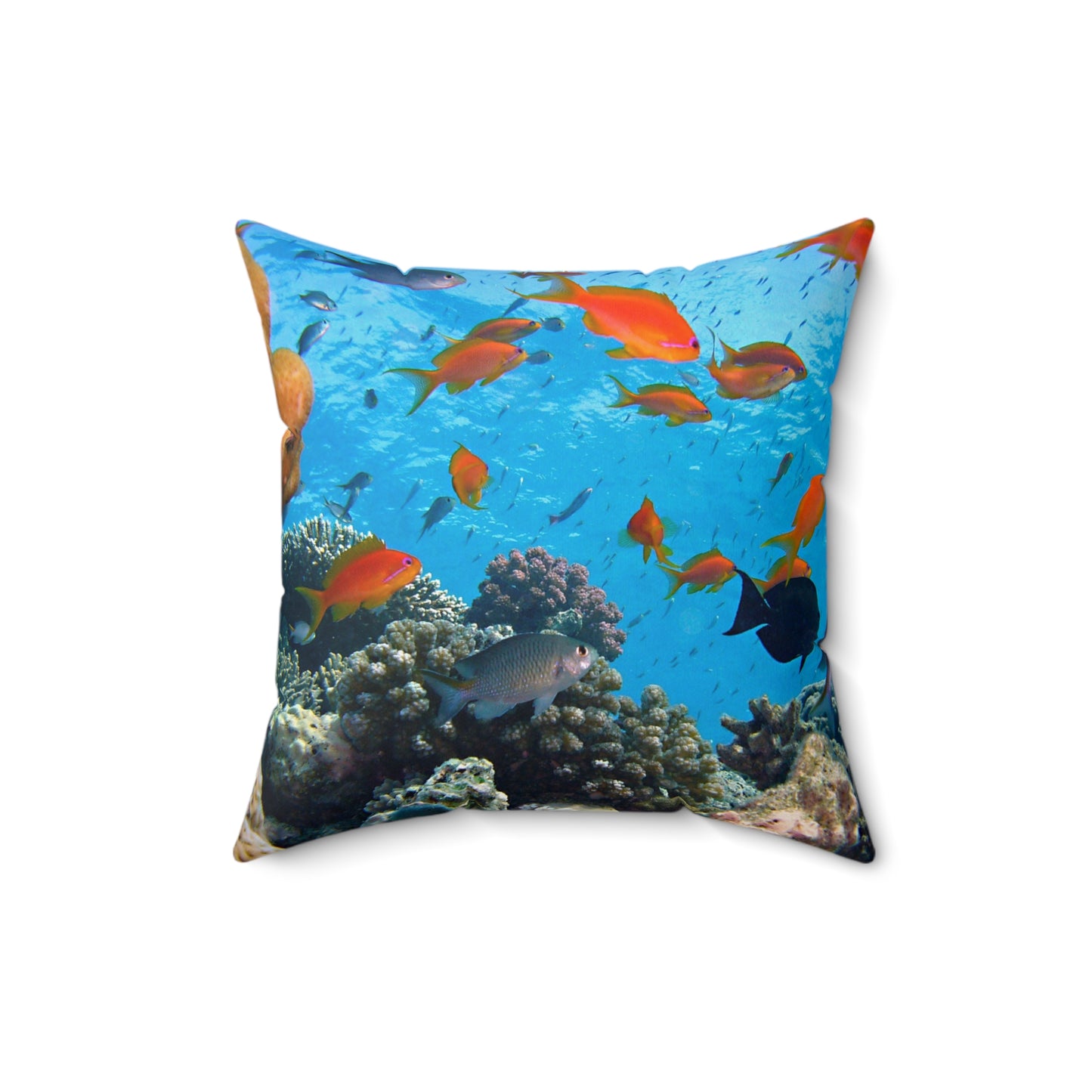 Vibrant Coral Reef Square Pillow - Ocean Decor for Beach Lovers