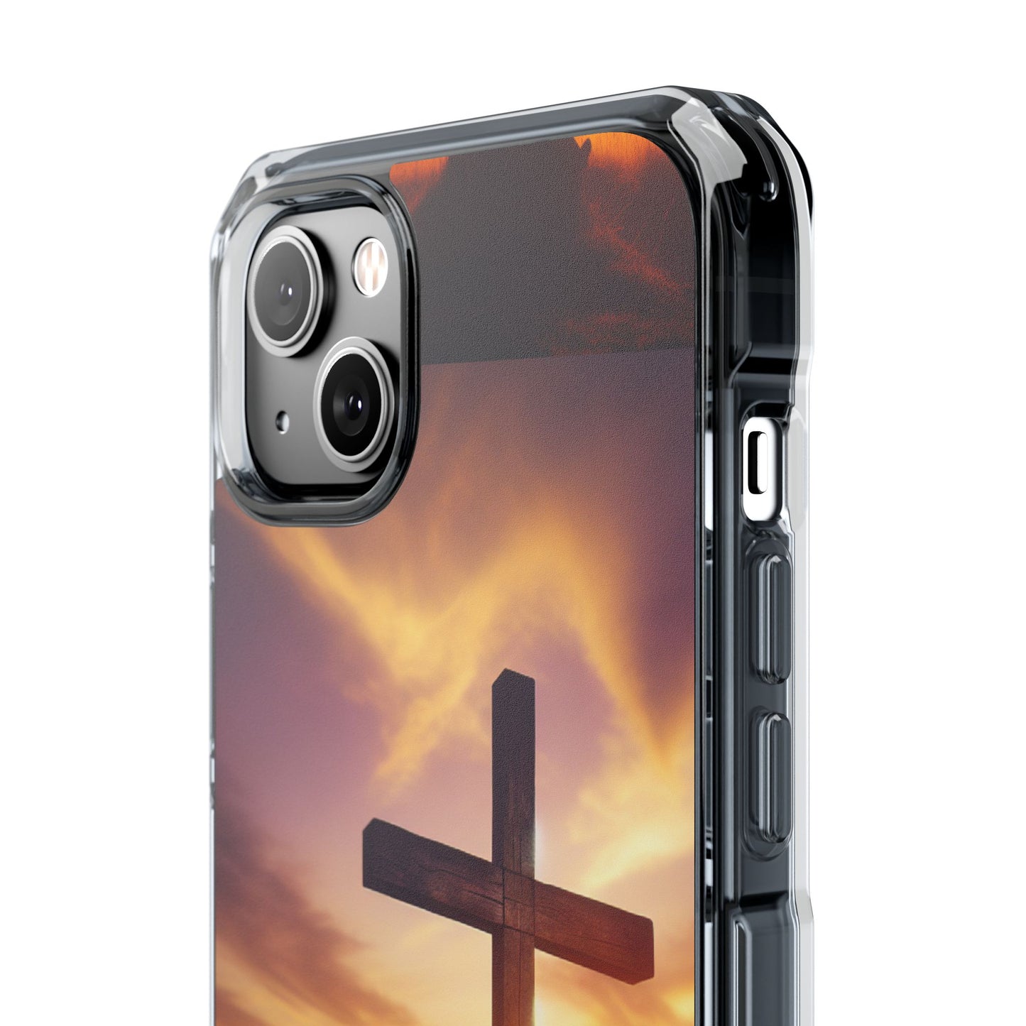 Sunset Cross Magnetic Clear Impact Case - Faith-Inspired Phone Protection