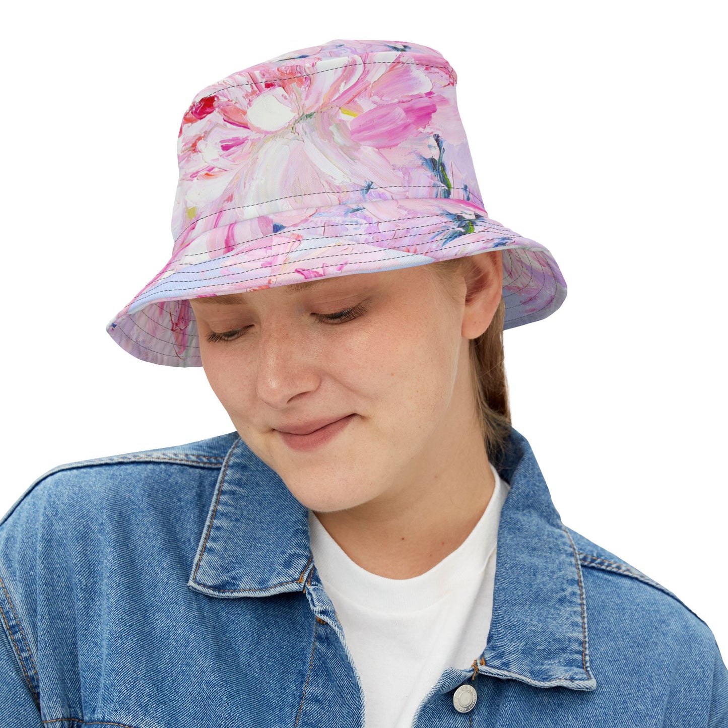 Floral Bucket Hat - Pink AOP, Summer Accessory, Boho Style, Gift for Her, Beachwear, Festival Fashion