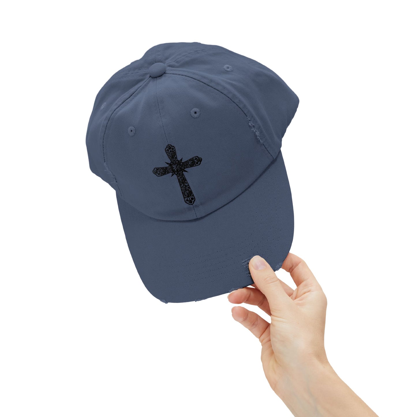 Unisex Distressed Cross Cap - Faith-Inspired Fashion Accessory