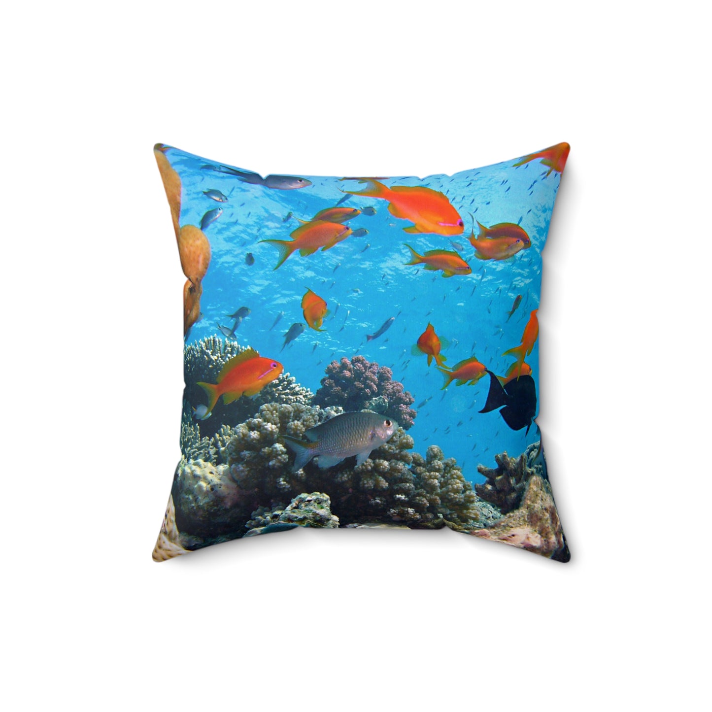 Vibrant Coral Reef Square Pillow - Ocean Decor for Beach Lovers