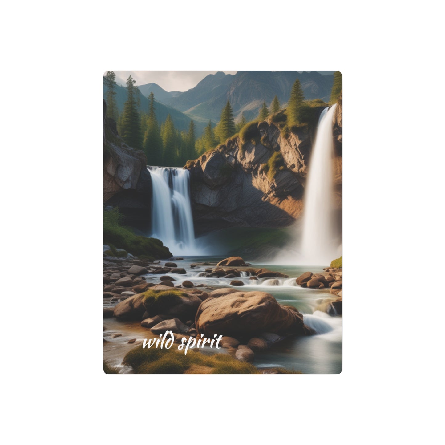 Metal Art Sign - Mountain Forest Waterfall Creek Design