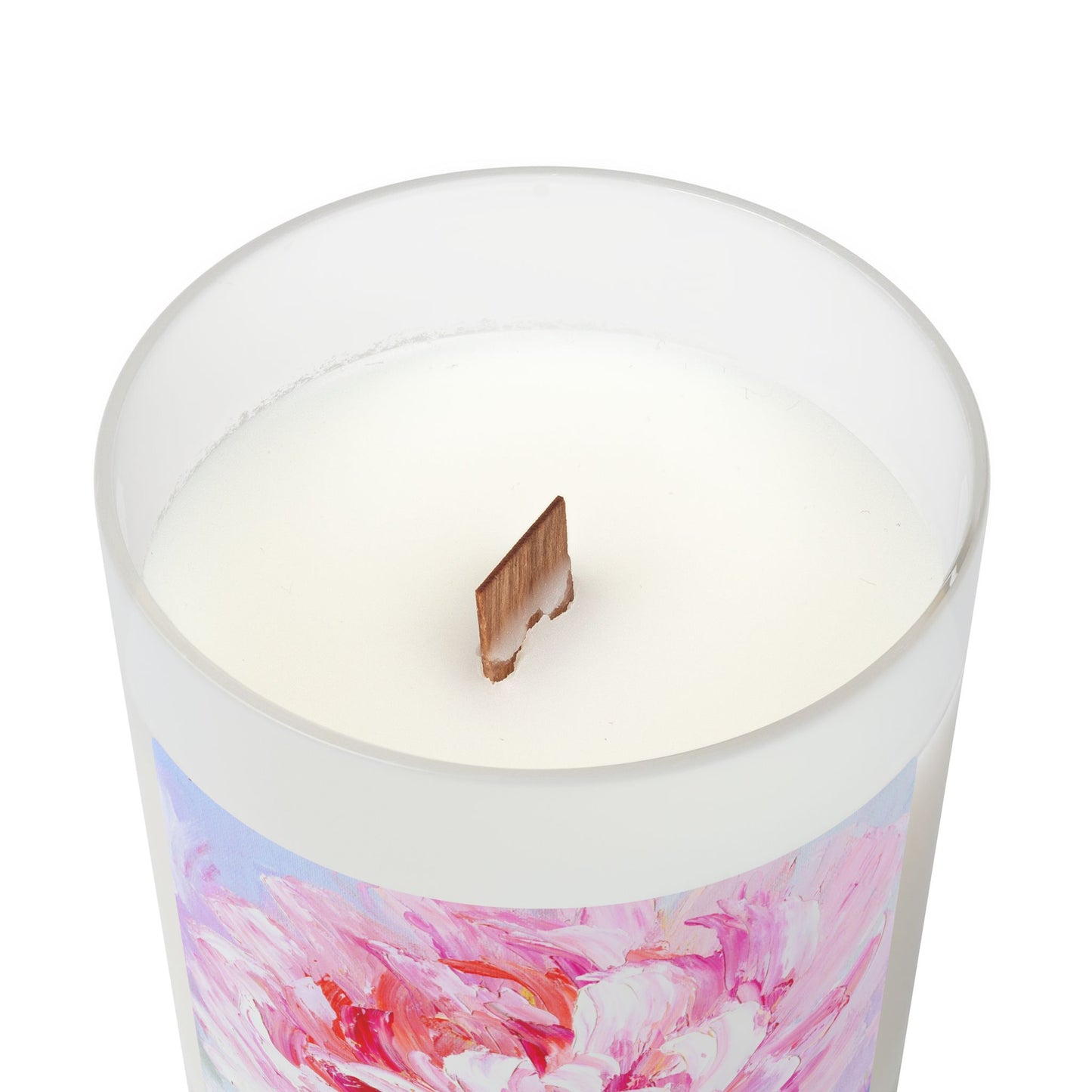 Floral Frosted Glass Candle - 11oz Artisan Aromatherapy