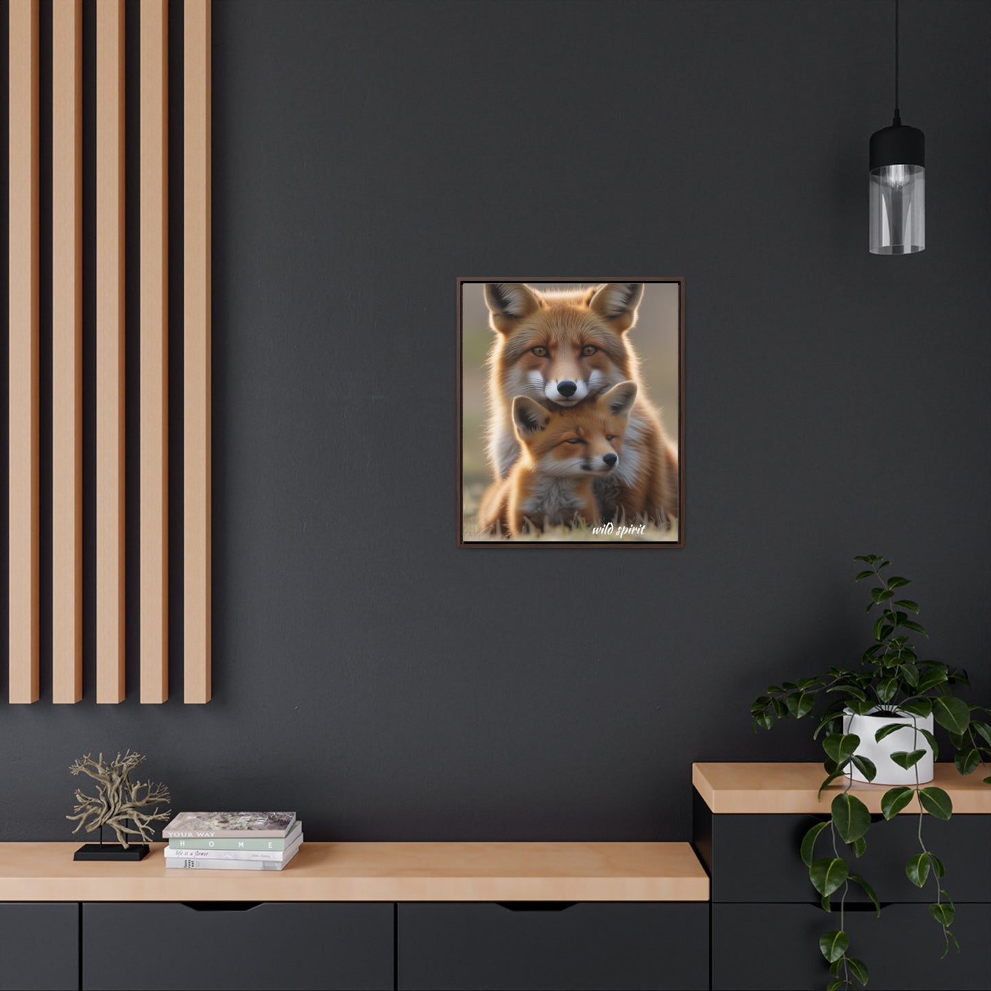 Canvas Wraps - Mama Fox and Baby Fox Snuggle Vertical Frame