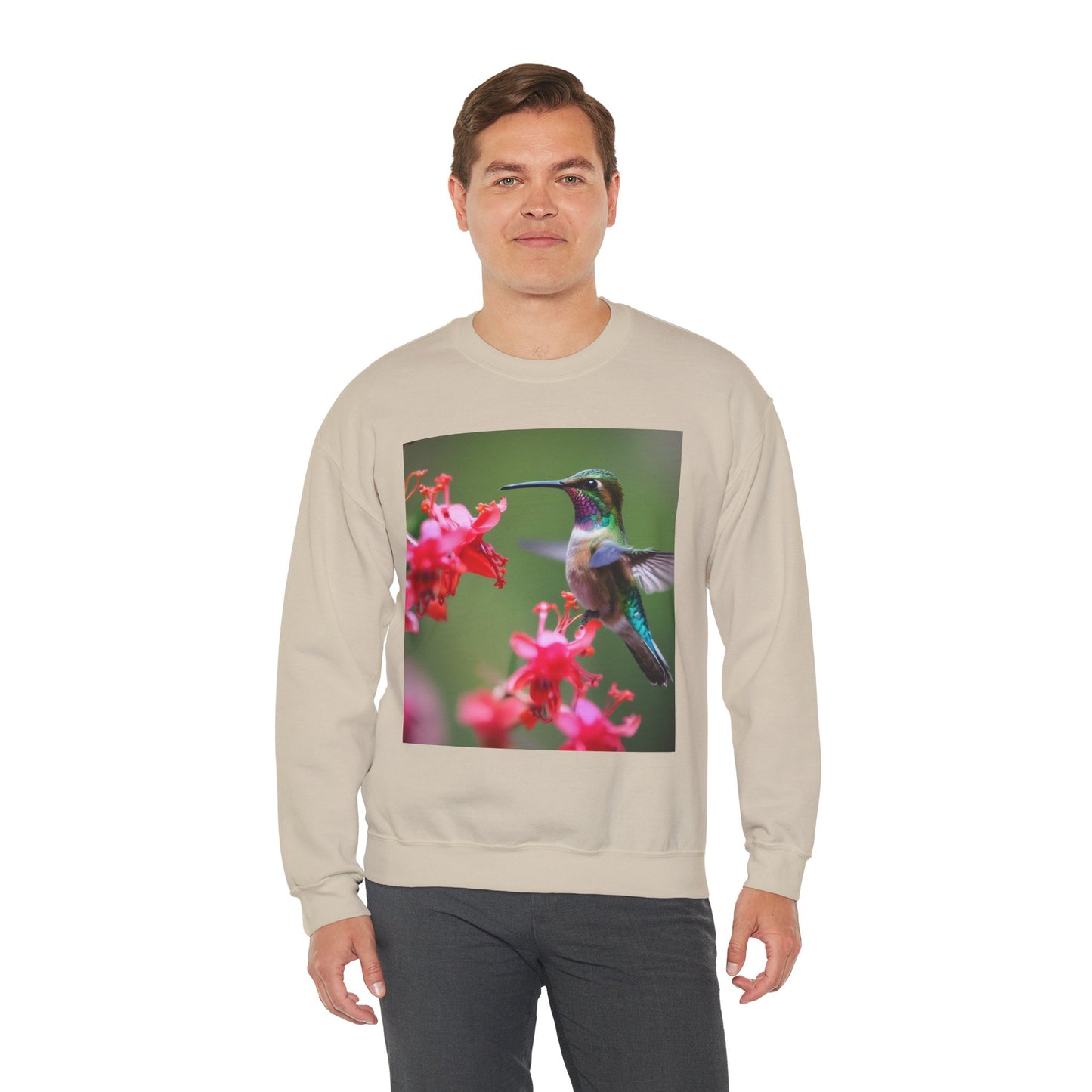 Fly free hummingbird & floral crewneck sweatshirt