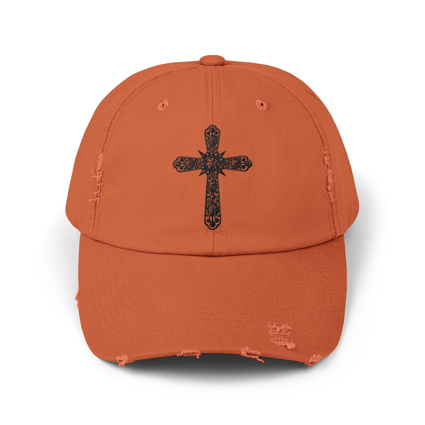 Unisex Distressed Cross Cap - Faith-Inspired Fashion Accessory