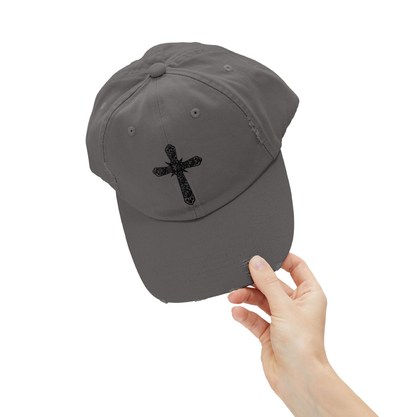 Unisex Distressed Cross Cap - Faith-Inspired Fashion Accessory