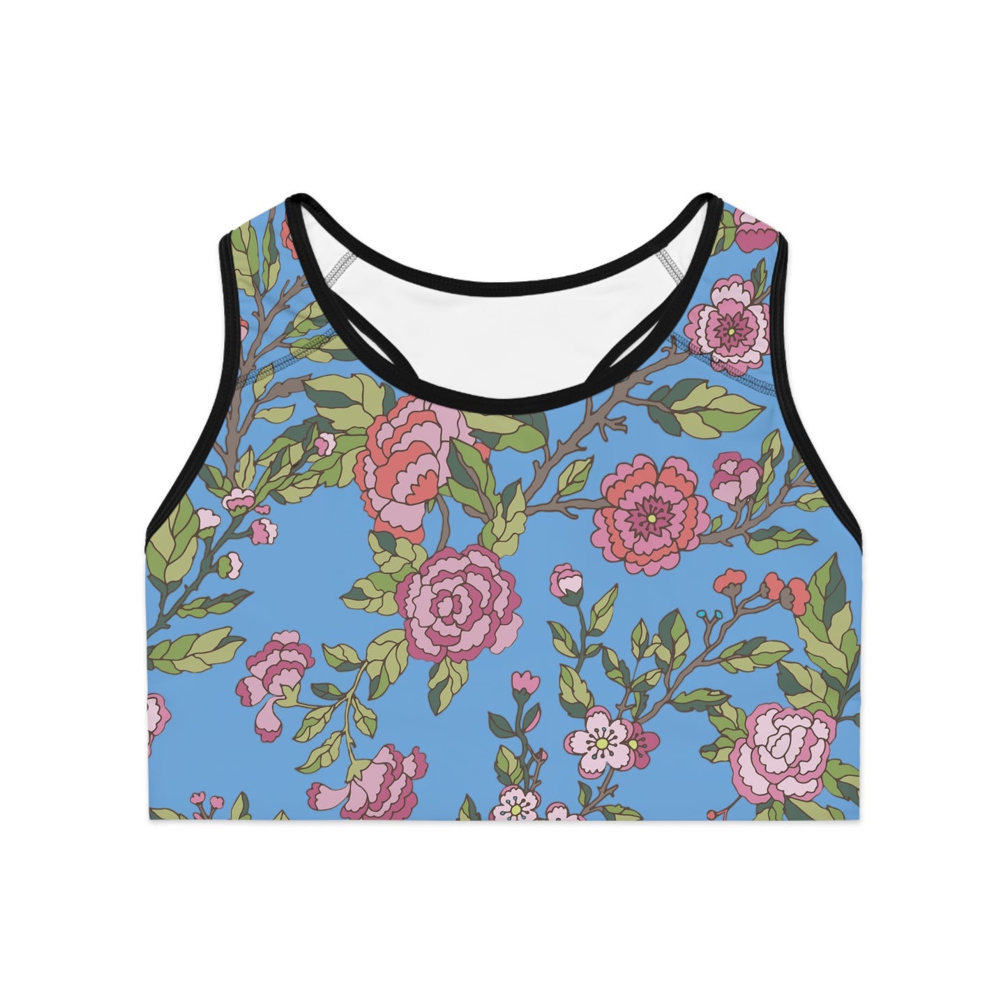 Floral Sports Bra - Stylish Activewear for Fitness, Yoga, Running, Gift for Her, Workout Gear, Summer Fashion