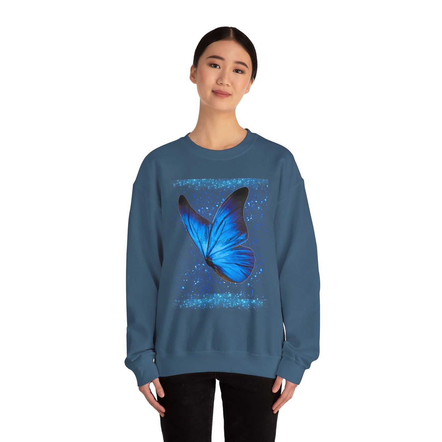 Sparkle Blue Butterfly Unisex Sweatshirt - Heavy Blend Crewneck