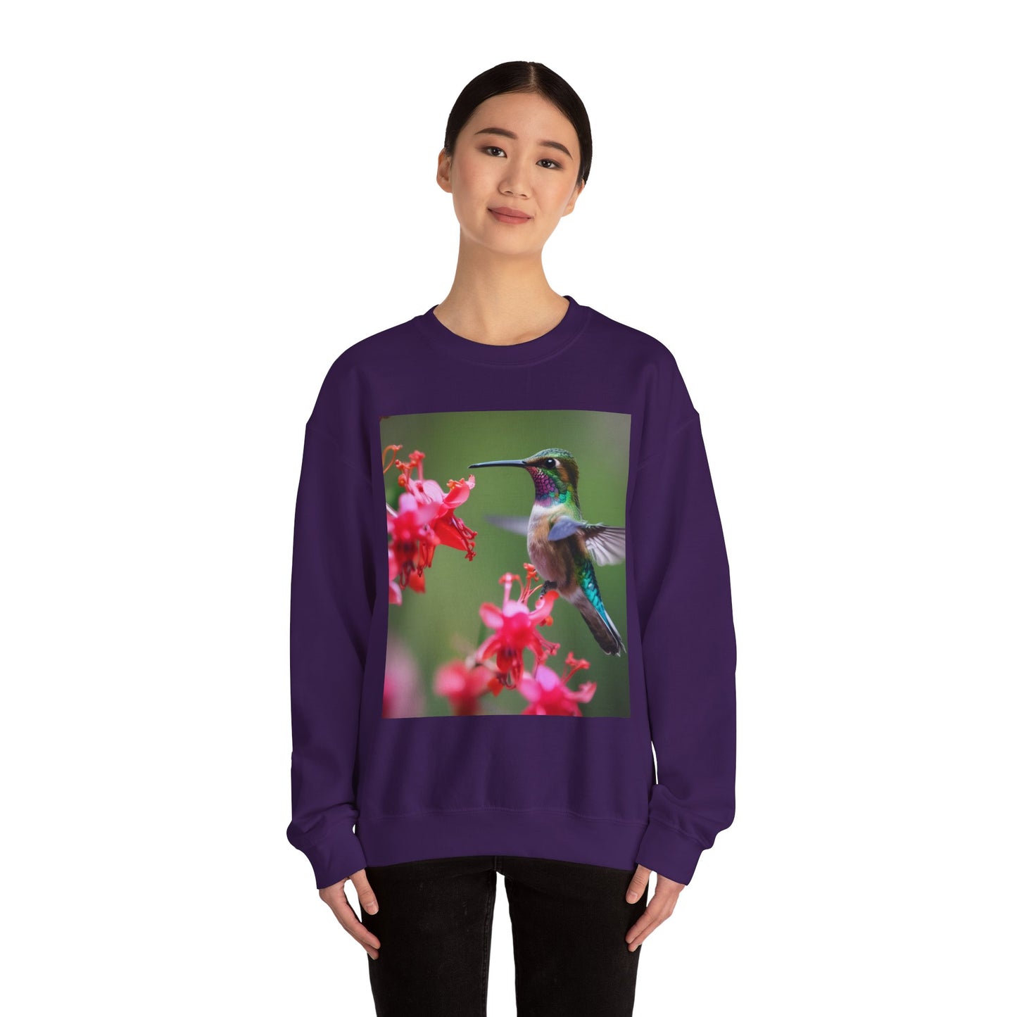 Fly free hummingbird & floral crewneck sweatshirt