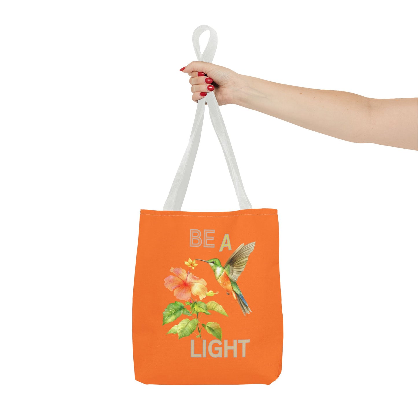 Floral Hummingbird Tote Bag - Be a Light, Eco-Friendly Shopping Bag, Summer Accessory, Gift for Nature Lovers, Inspirational Quote