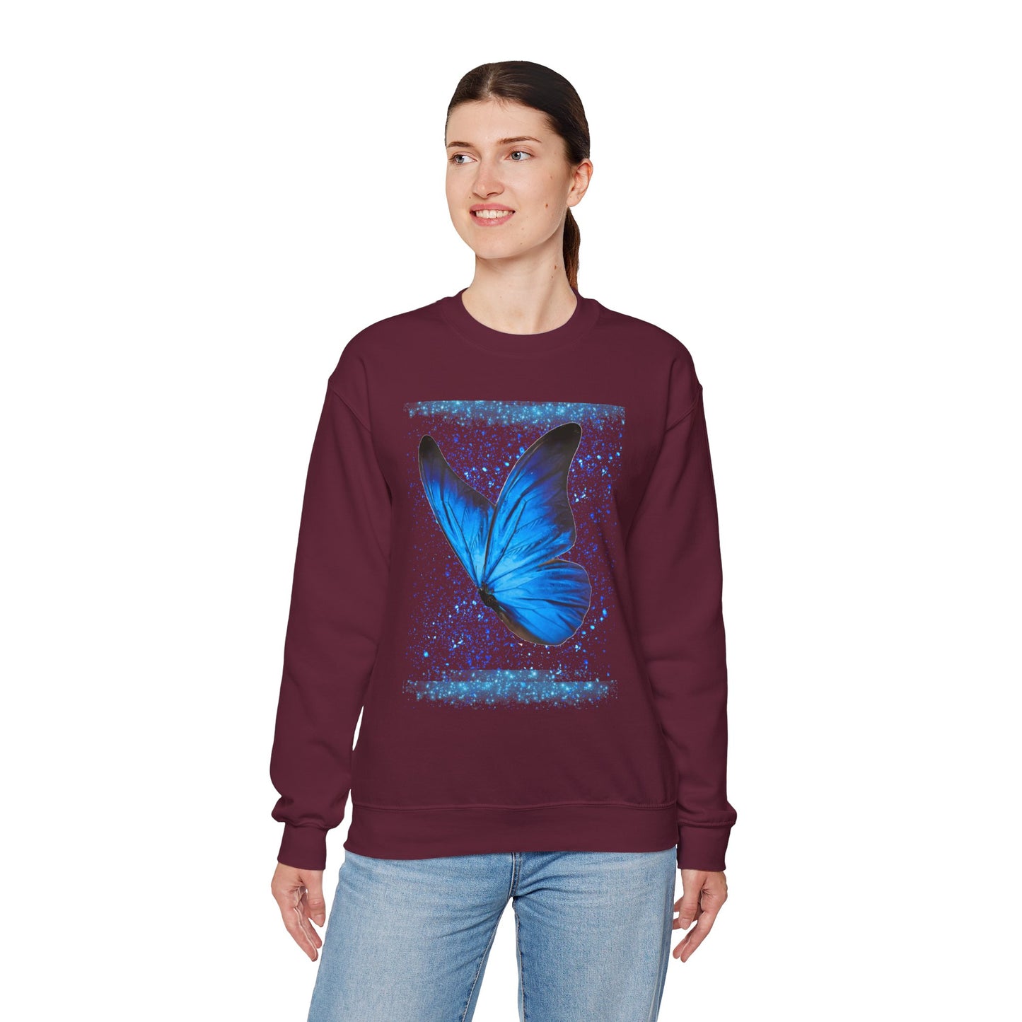 Sparkle Blue Butterfly Unisex Sweatshirt - Heavy Blend Crewneck