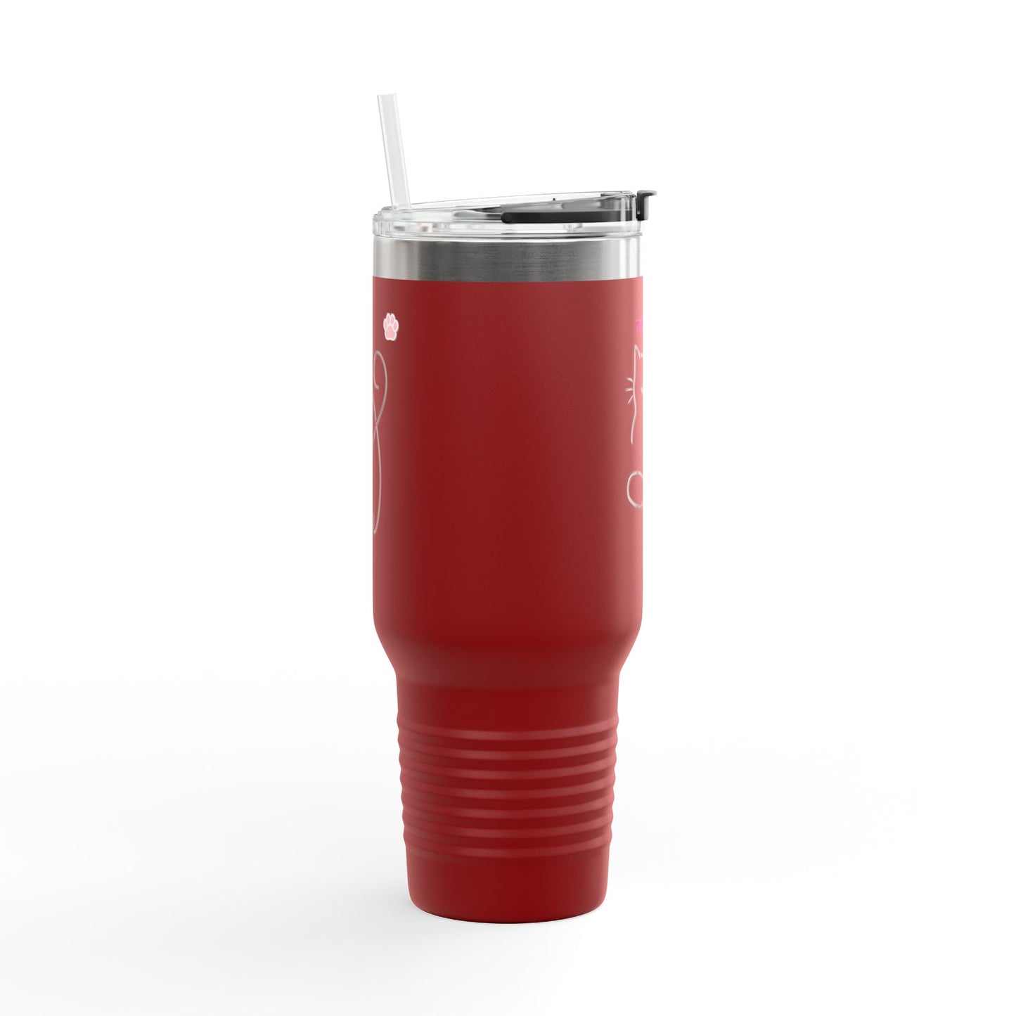 Cute Cat Insulated Travel Mug - 40oz Meow Design for Coffee Lovers