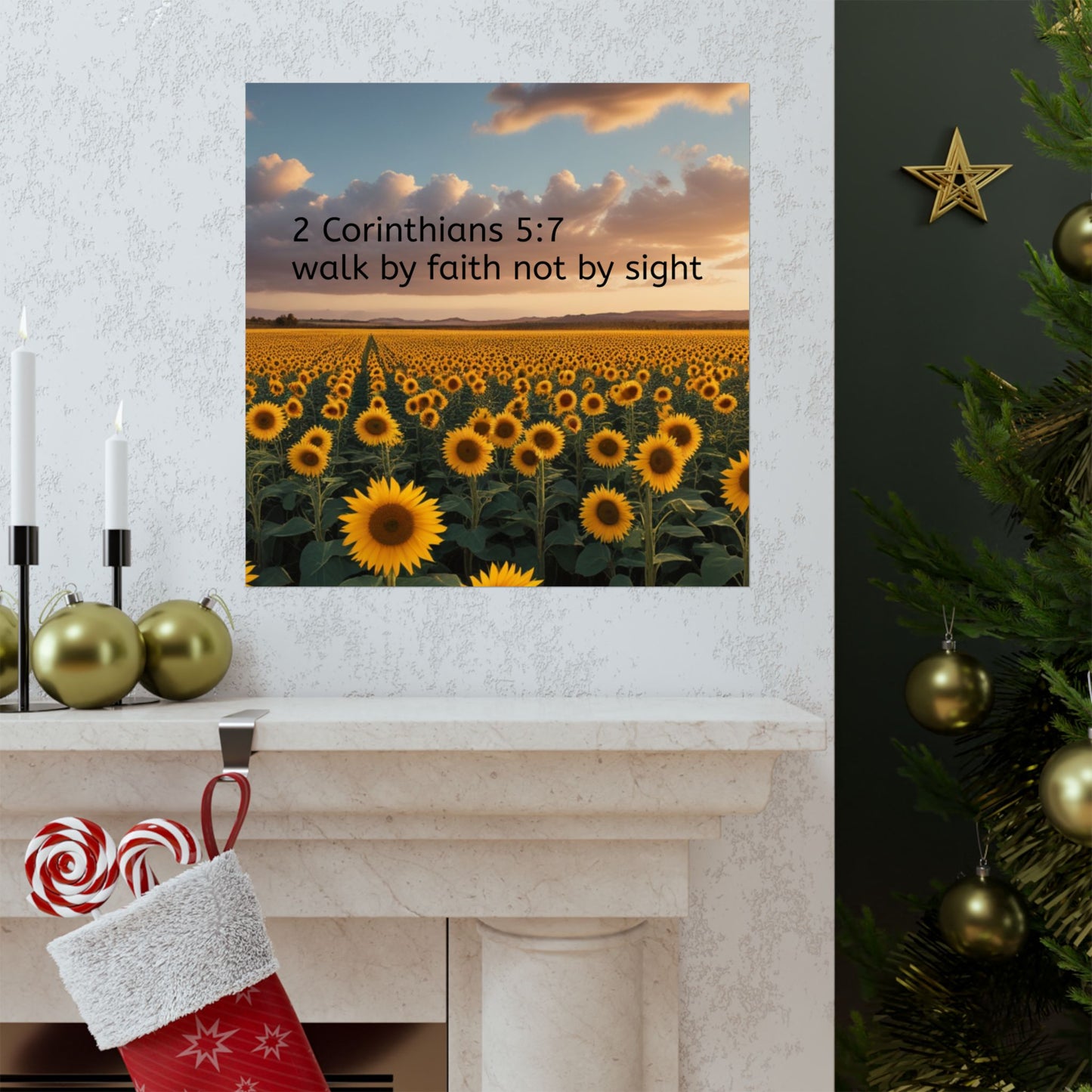 Inspiring Faith Wall Art, Sunflower Poster, Inspirational Home Decor, Christian Gift, Motivational Print