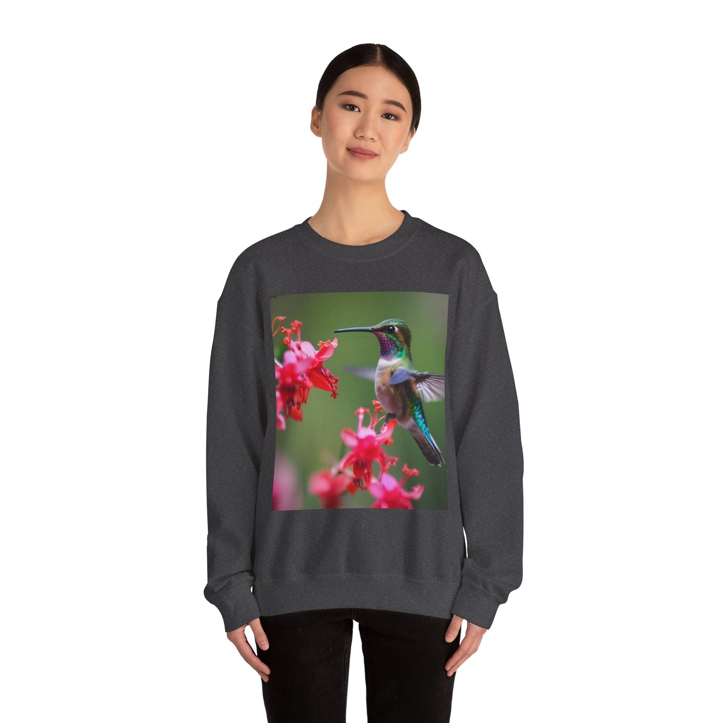 Fly free hummingbird & floral crewneck sweatshirt