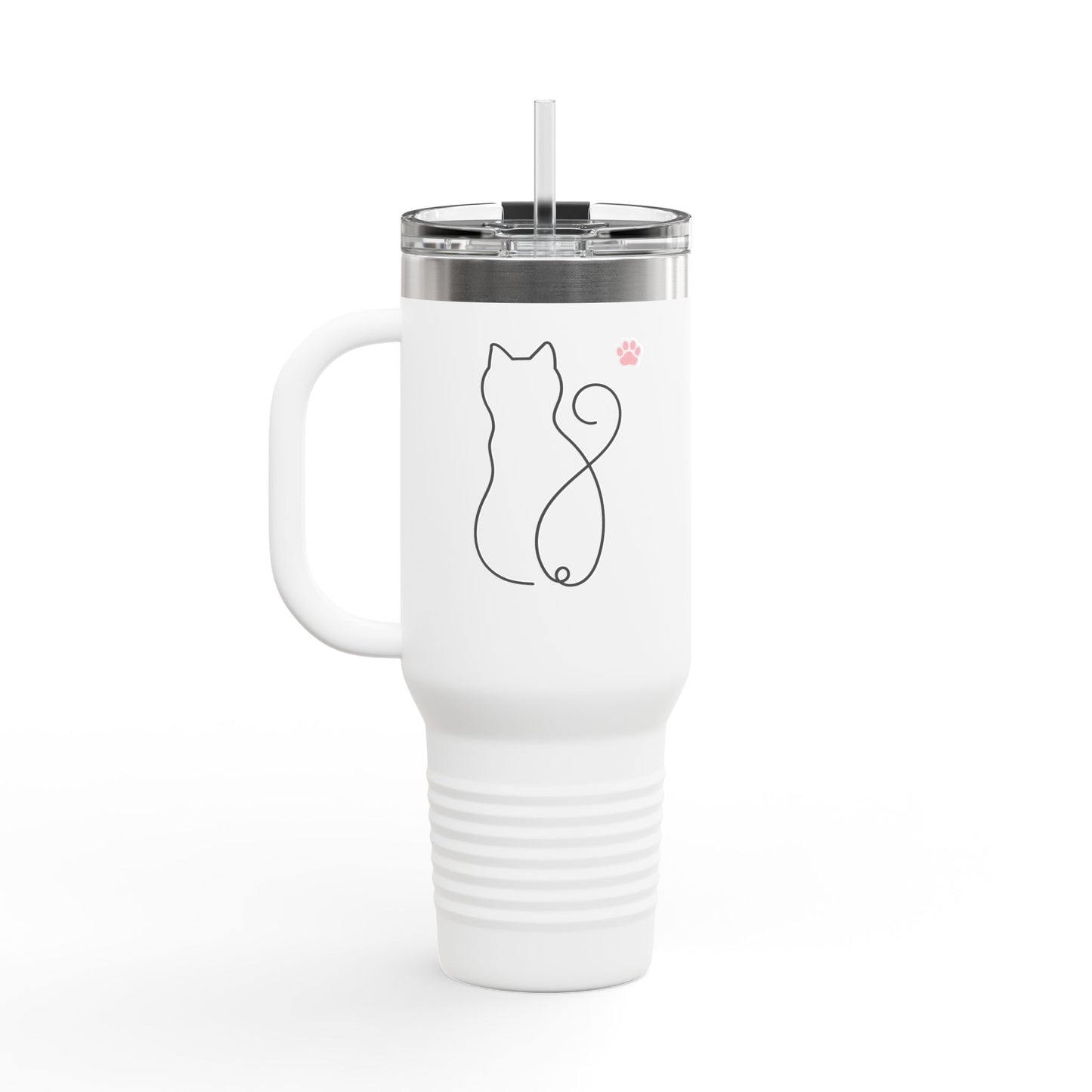 Cute Cat Insulated Travel Mug - 40oz Meow Design for Coffee Lovers