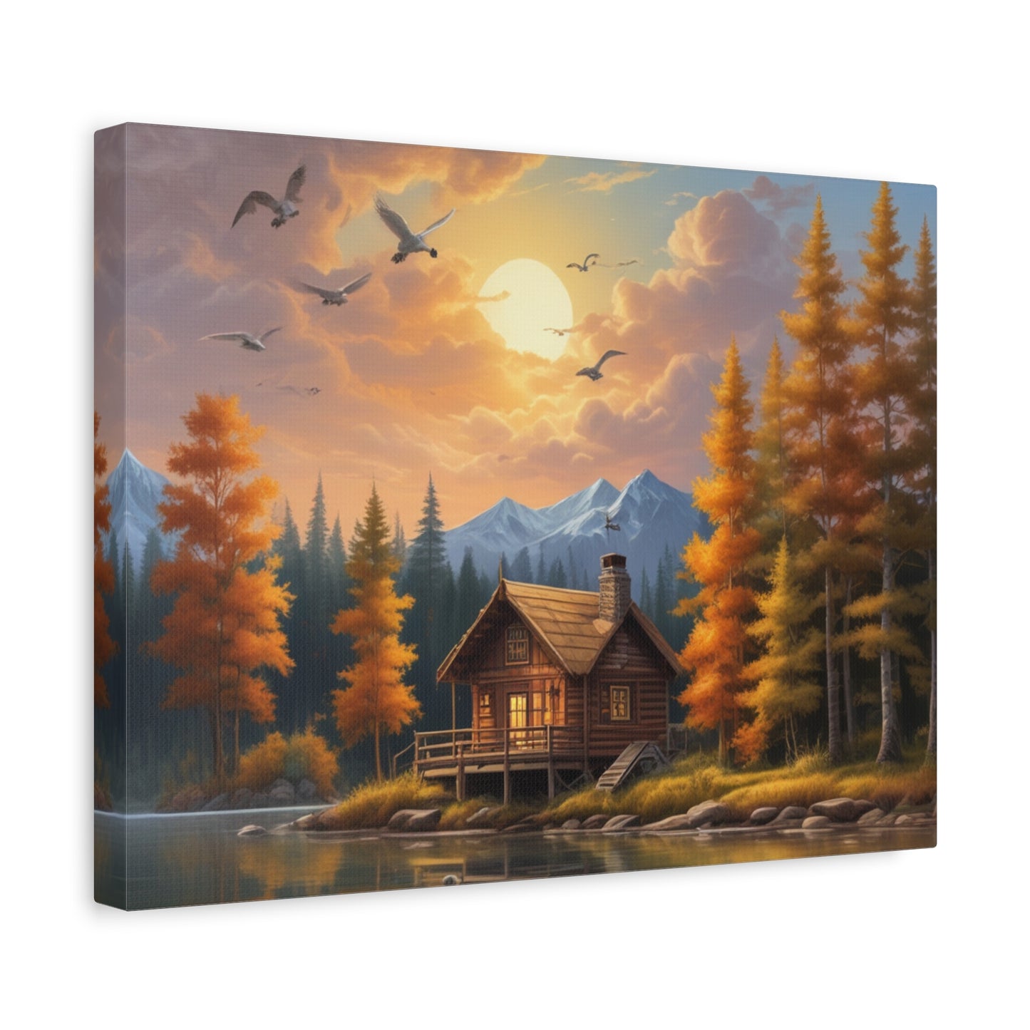 Canvas Wall Art Cabin by the Lake