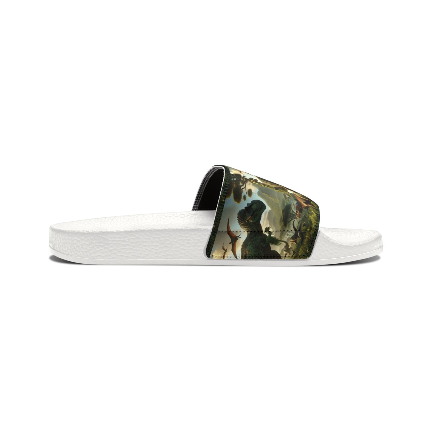 Youth Dinosaur Print Sandals - Removable Strap Slip-Ons for Summer Fun