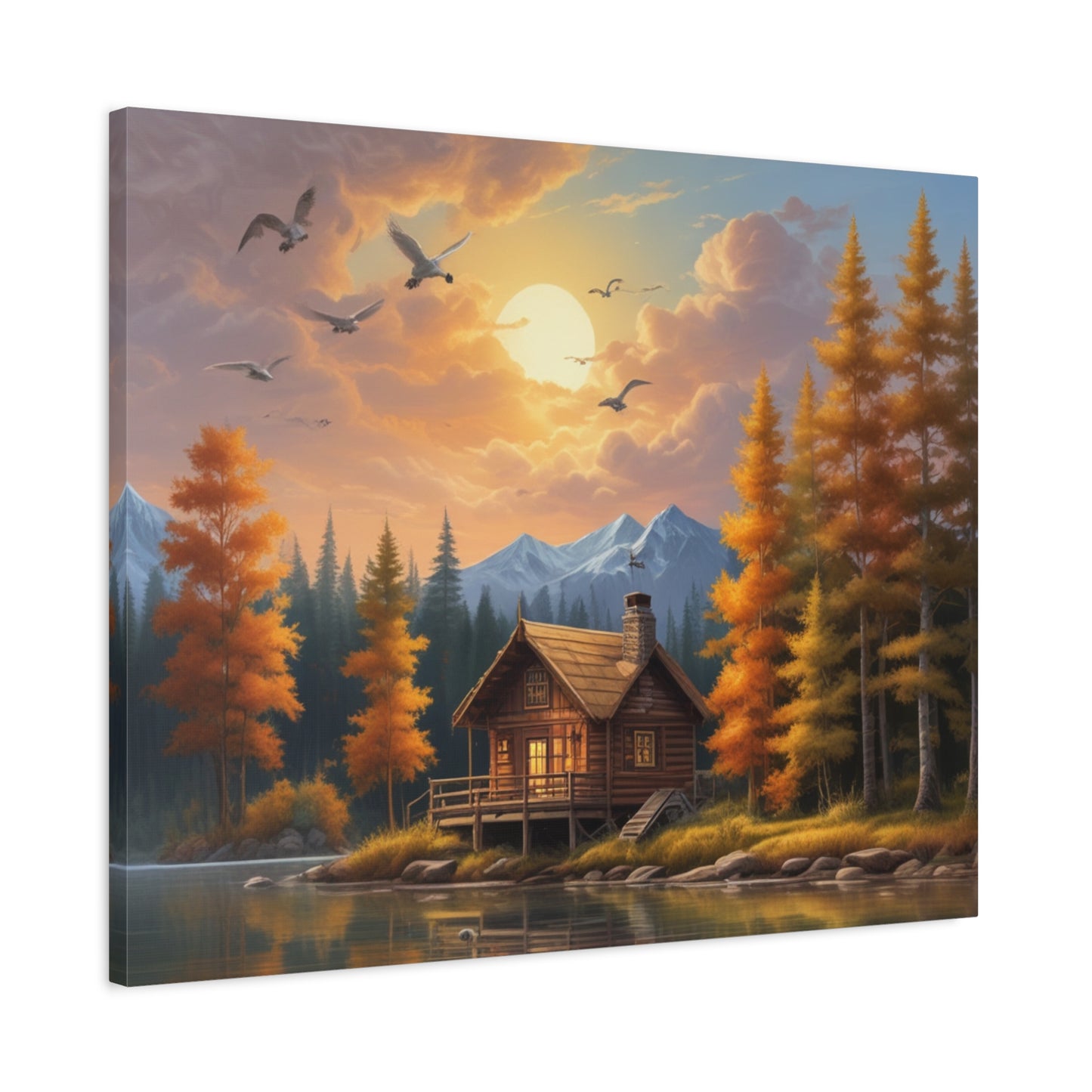 Canvas Wall Art Cabin by the Lake