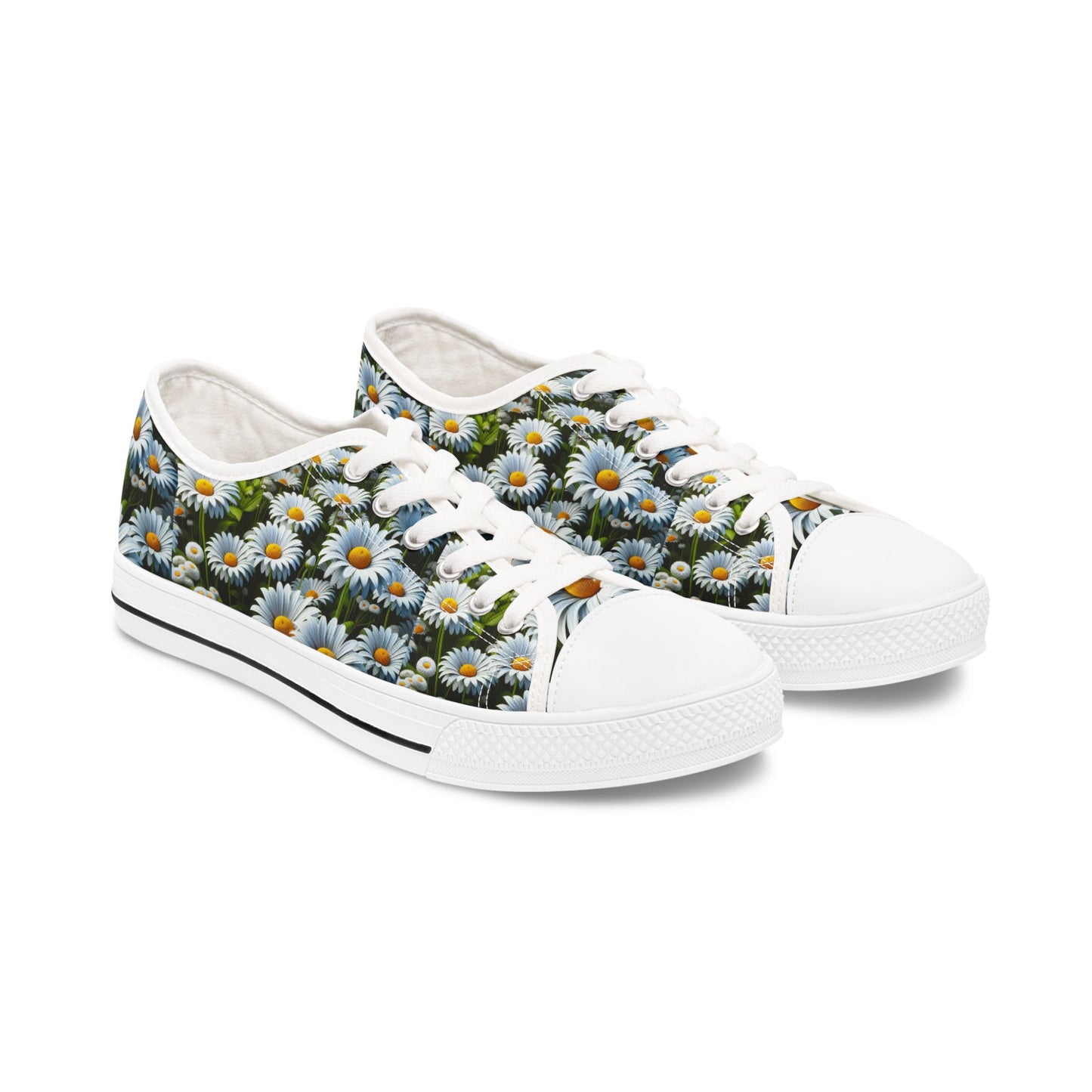 Floral Women's Low Top Sneakers - Daisy Print Casual Shoes