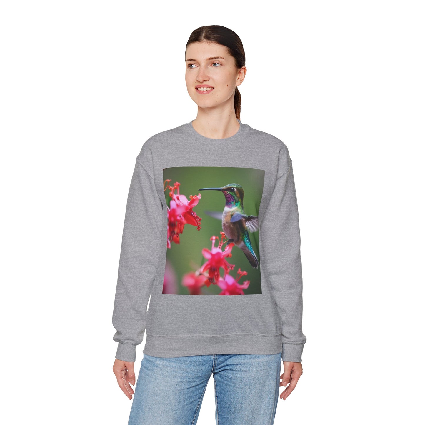 Fly free hummingbird & floral crewneck sweatshirt