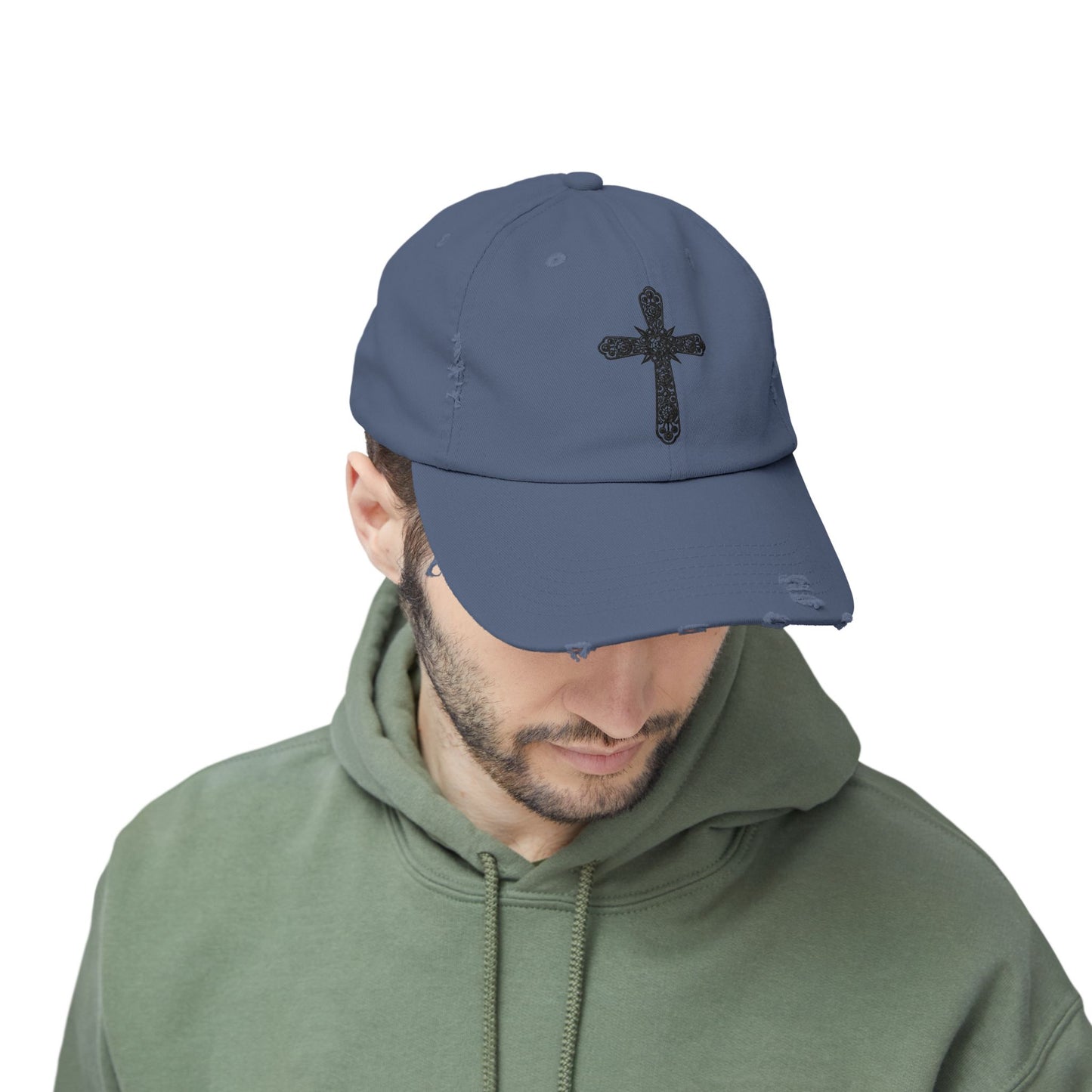 Unisex Distressed Cross Cap - Faith-Inspired Fashion Accessory
