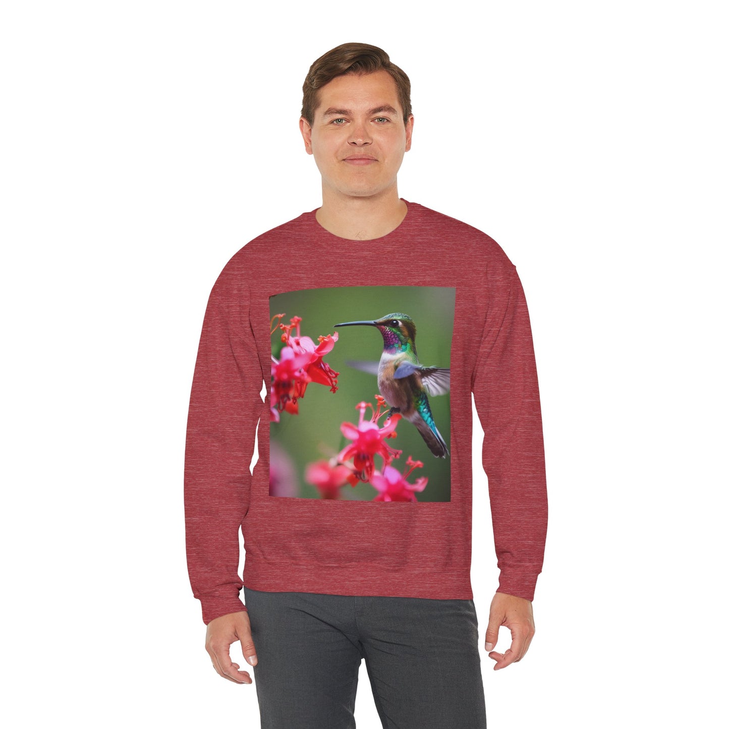Fly free hummingbird & floral crewneck sweatshirt
