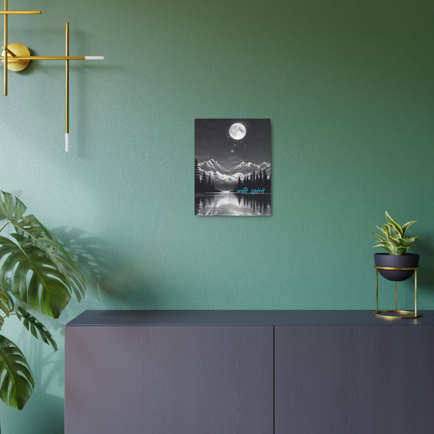 Metal Art Sign Moon and Stars Reflection Design