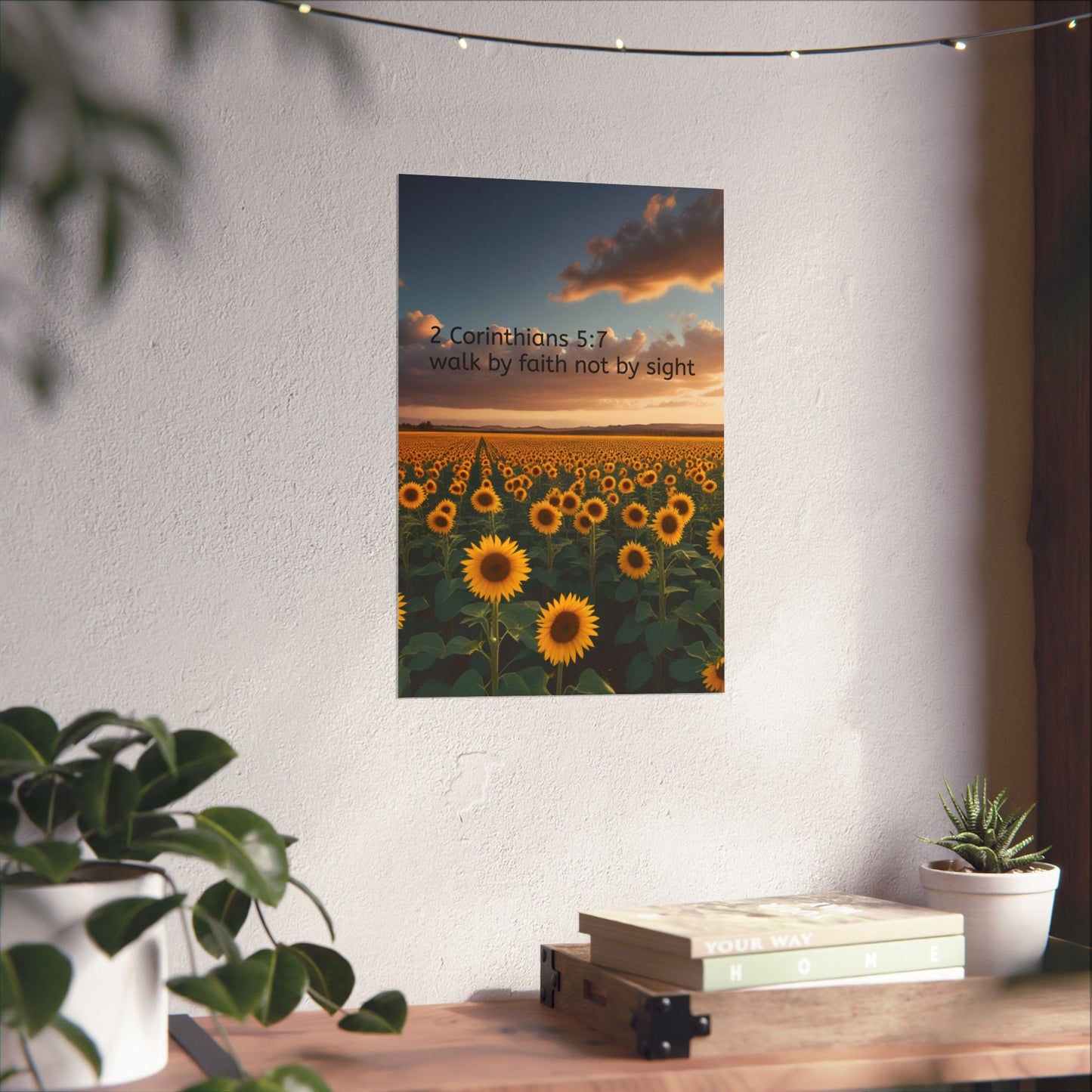 Inspiring Faith Wall Art, Sunflower Poster, Inspirational Home Decor, Christian Gift, Motivational Print