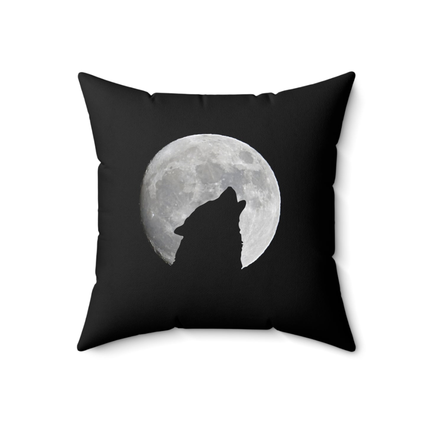 Howling Wolf Moon Square Pillow - Cozy Home Decor for Animal Lovers
