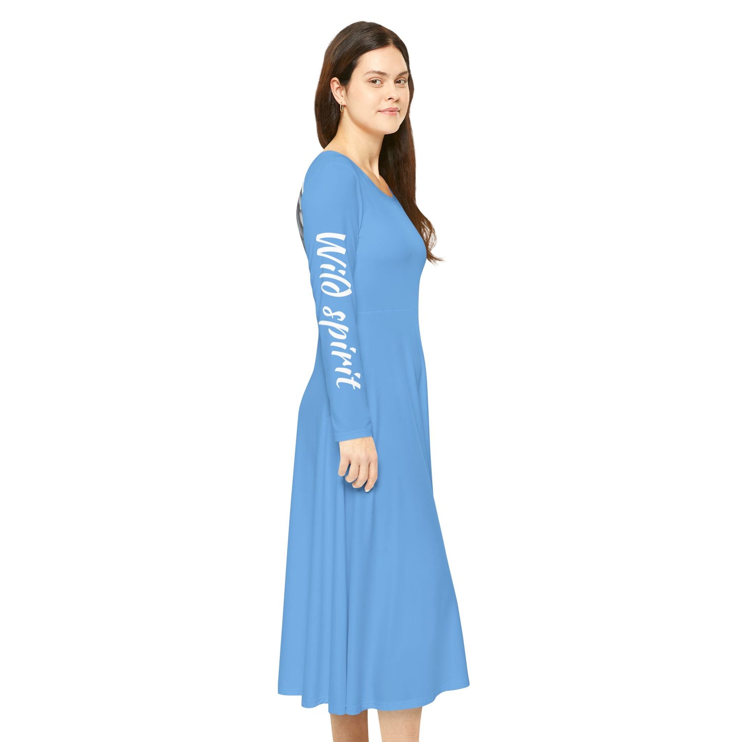 Women's Dance Dress - Elegant Angel Wing Long Sleeve in Blue