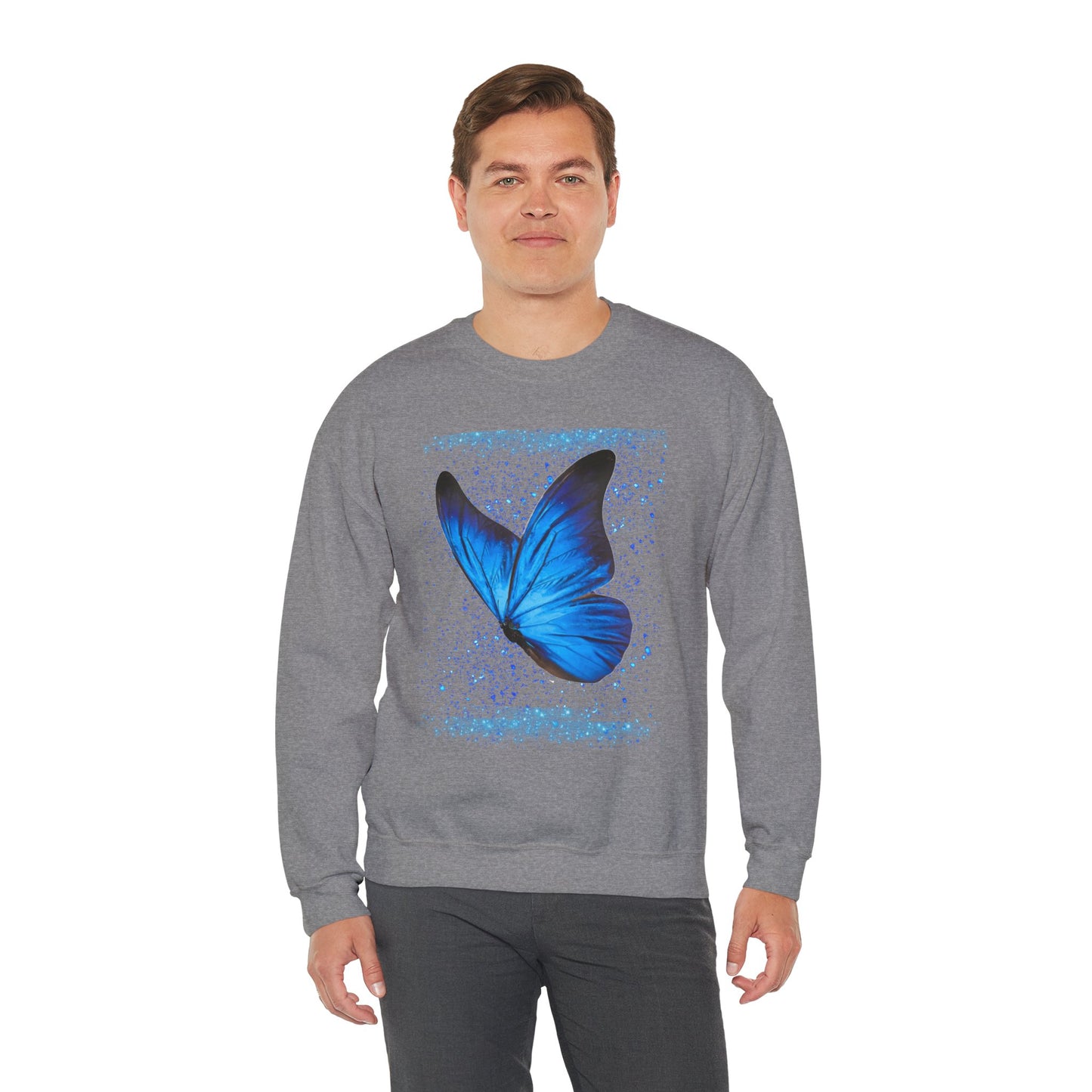 Sparkle Blue Butterfly Unisex Sweatshirt - Heavy Blend Crewneck