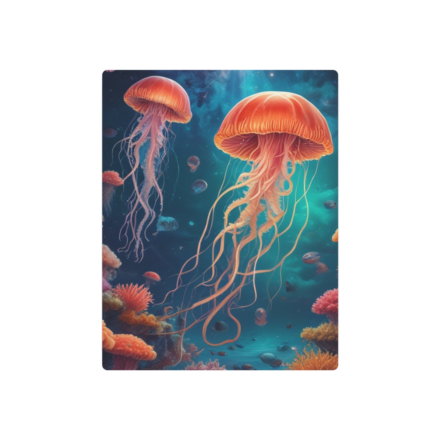 Metal Art Sign - Down in the Deep Jellyfish Design