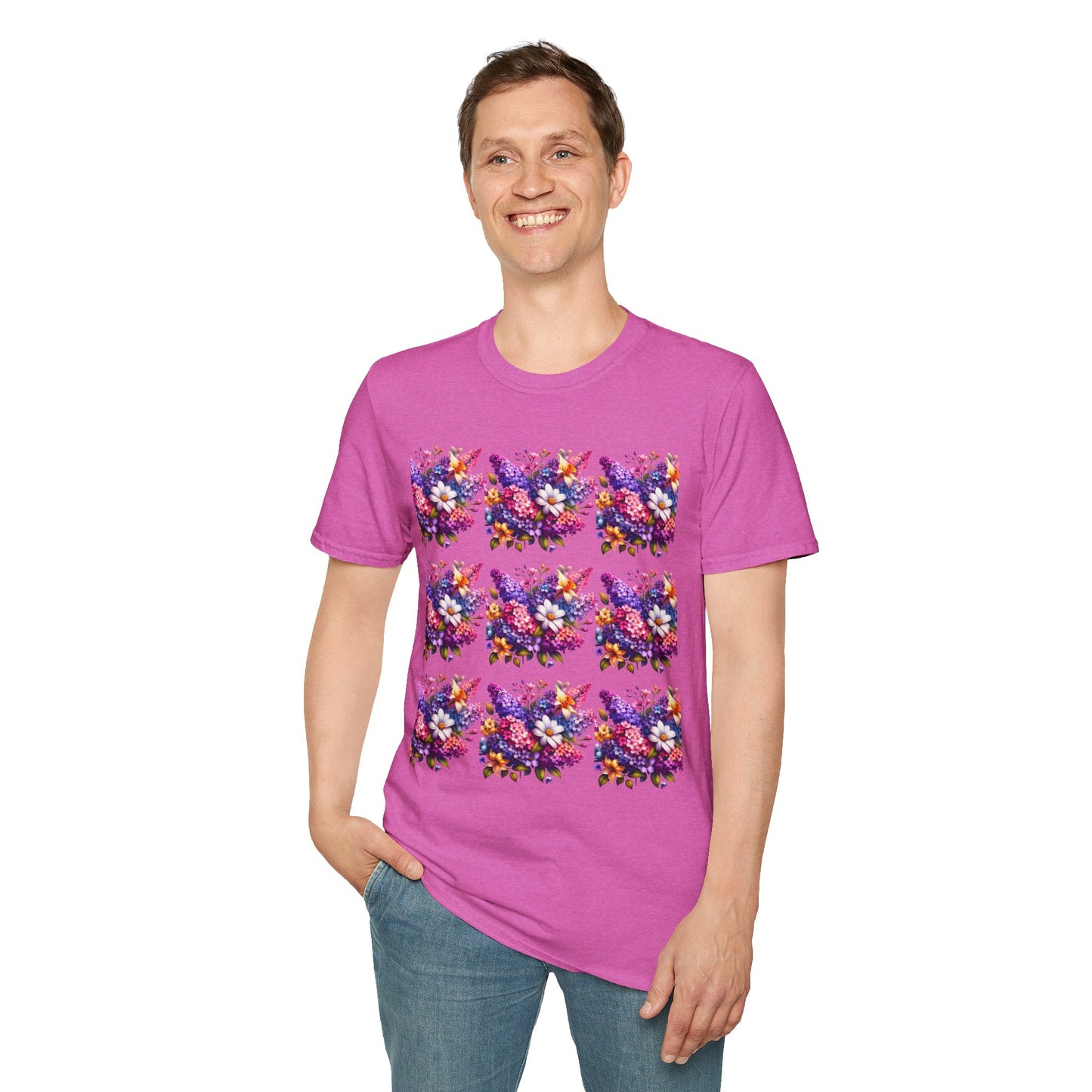Floral Pattern Unisex Softstyle T-Shirt - Vibrant Spring Design