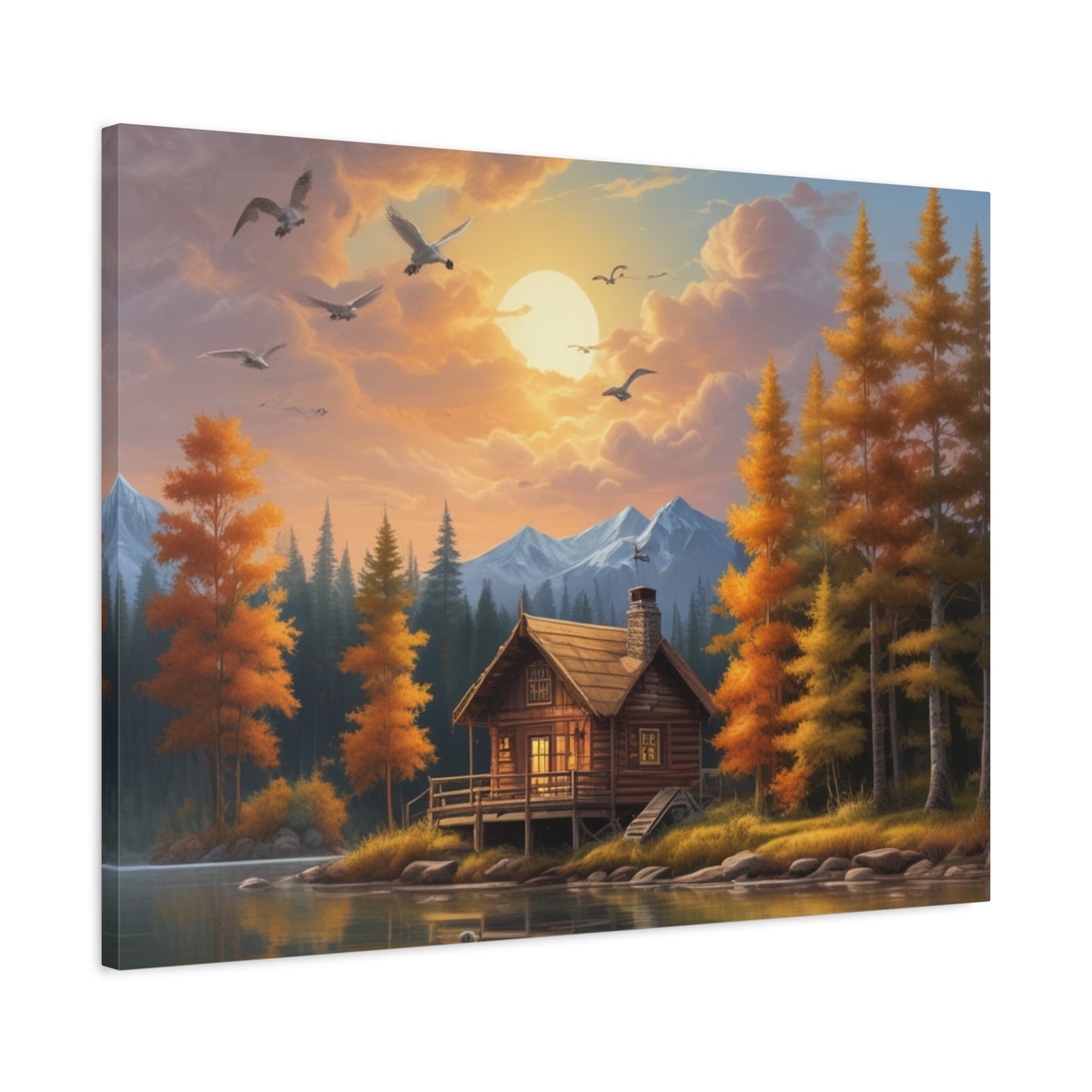 Canvas Wall Art Cabin by the Lake